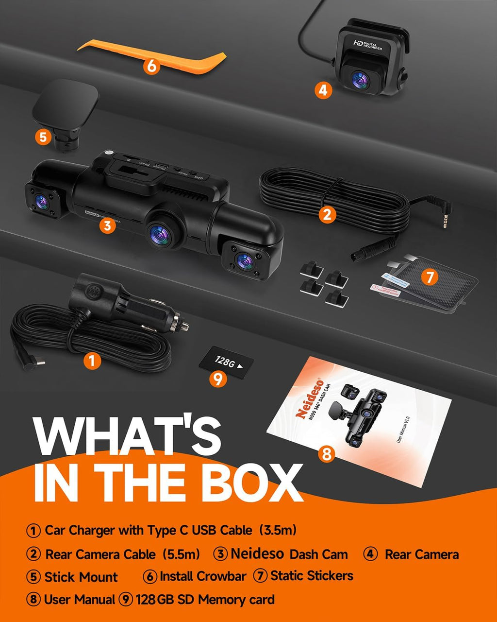 360° Dash Cam Front and Rear Inside, 4 Channel Dash Camera for Car mysite
