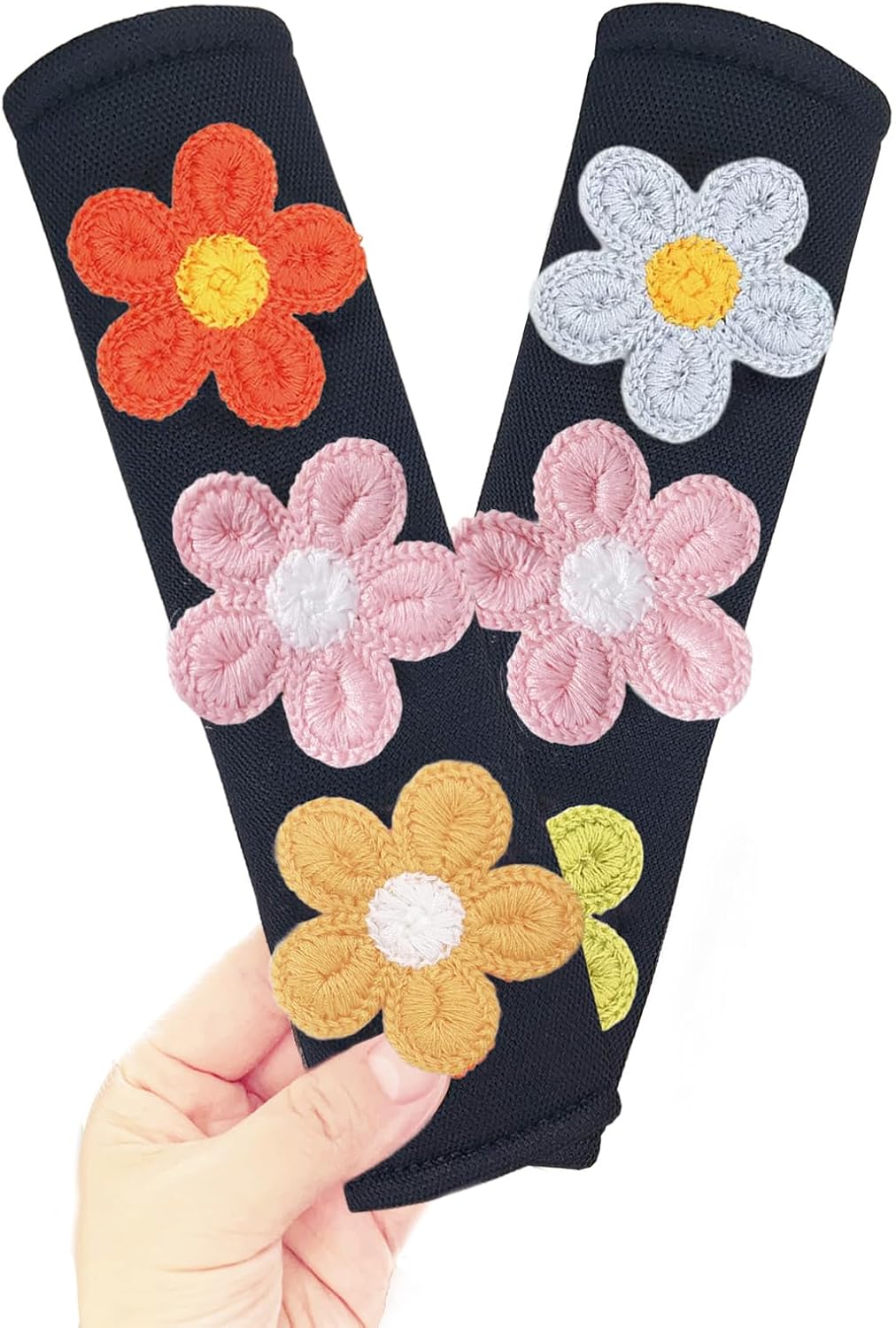 Cute Flower Car Seat Belt Shoulder Pad Cushions (2 in a Pack), Car Accessories Seat Belt Shoulder Strap Protector Universal Cover (White Pink) mysite