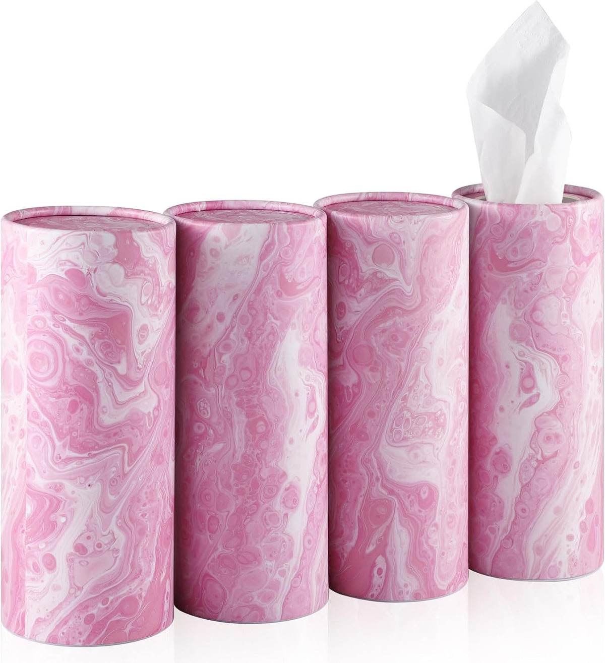 Car Tissue Holder, 4 Pack Car Cup Holder Facial Tissues with Travel Tissue Bag, Quick and Convenient Flower Combination Car Tissue Box(4 Canisters/200 Tissues) Black - Red mysite