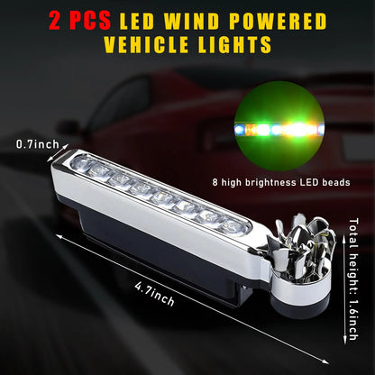 Wind Powered Vehicle Lights, 8 LED Waterproof Car Wind Energy Daytime Light, Auto LED Daytime Running Lights No External Power Supply, Universal Car Accessories