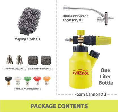 Dual-Connector Foam Cannon Kit – 1/4" Quick Connect with 5 Spray Nozzles for Car Wash
