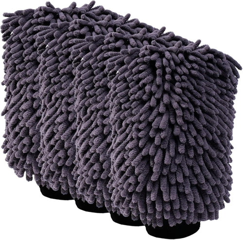 4Pack Scratch-Free Car Wash Mitt with Elastic Wrist Cuff & Waterproof Lining, High-Density Microfiber Mitt for Car Detailing, Protects Hands & Paint,Household Cleaning Glove Set(Grey) mysite
