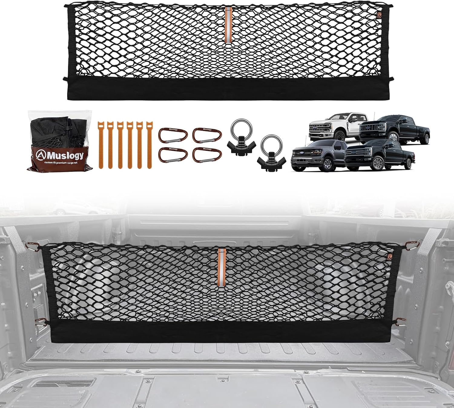 Truck Bed Cargo Net Trunk Netting Compatible with 2013-2026 Chevy Silverado & GMC Sierra 1500/2500HD/3500HD Accessories, Pickup Cargo Organizer SUV Sedan Storage Net w/Heavy Duty Carabiners mysite