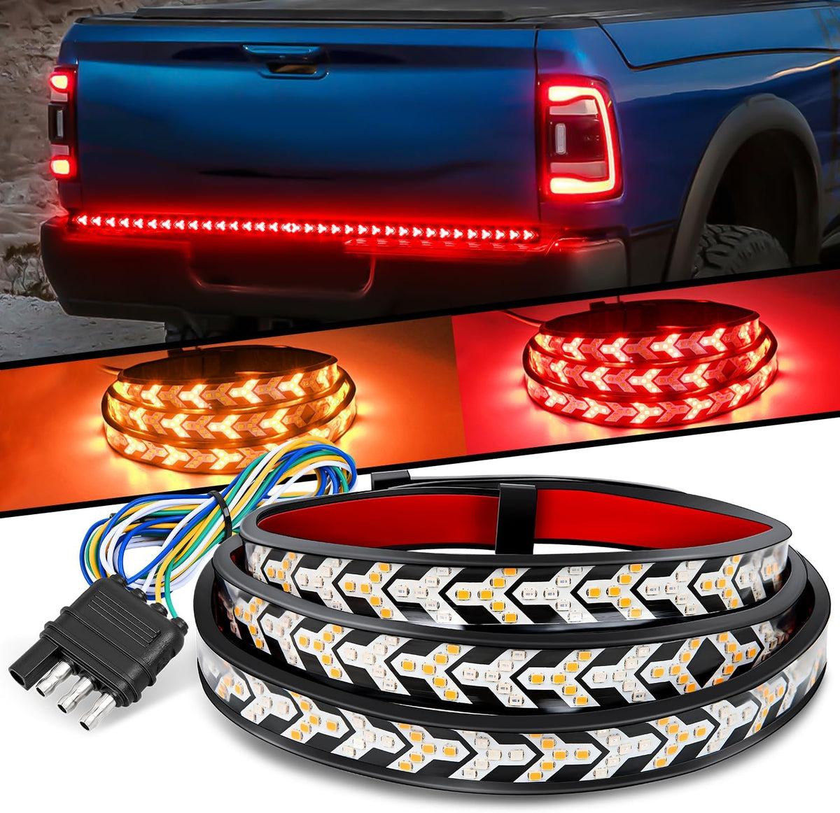 Nilight 60 Inch Truck Tailgate Light Bar 108 LED Single Row | LED Tailgate Light Strip with Running Brake Turn Signal and White Reverse Lights for Pickup Trucks mysite
