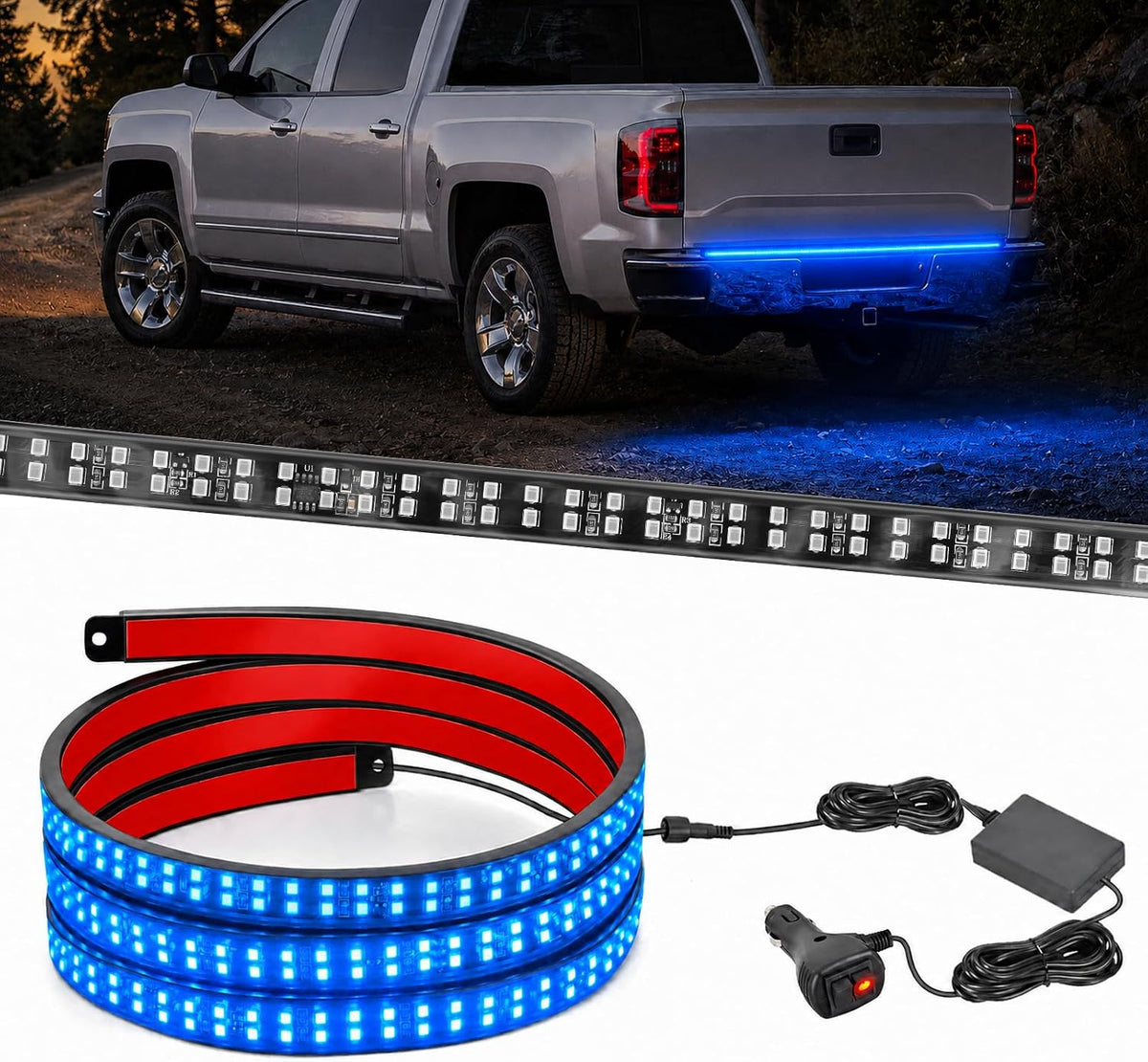 Nilight 60 Inch Truck Tailgate Light Bar 108 LED Single Row | LED Tailgate Light Strip with Running Brake Turn Signal and White Reverse Lights for Pickup Trucks mysite