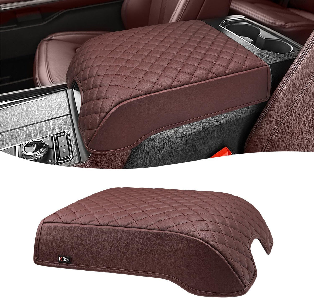 KBH Center Console Armrest Cover for 2015-2020 Ford F150, 2017-2022 F250 F350 F450 F550, 2018-2024 Expedition, Bucket Seat, PU Leather Cushion Thick Pad, Anti-Scratch, Black (Not for Other Years) mysite