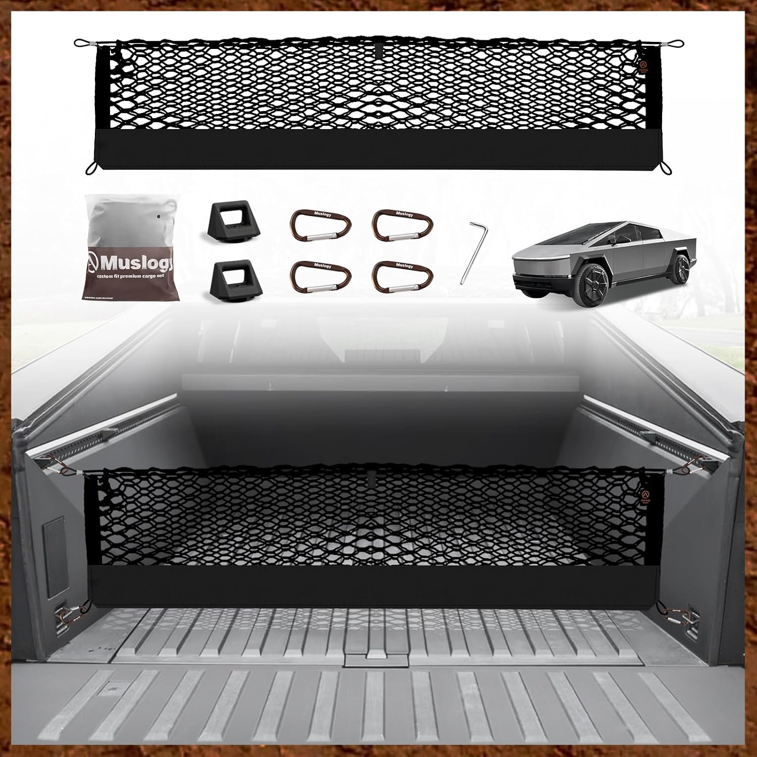 Truck Bed Cargo Net Trunk Netting Compatible with 2013-2026 Chevy Silverado & GMC Sierra 1500/2500HD/3500HD Accessories, Pickup Cargo Organizer SUV Sedan Storage Net w/Heavy Duty Carabiners mysite
