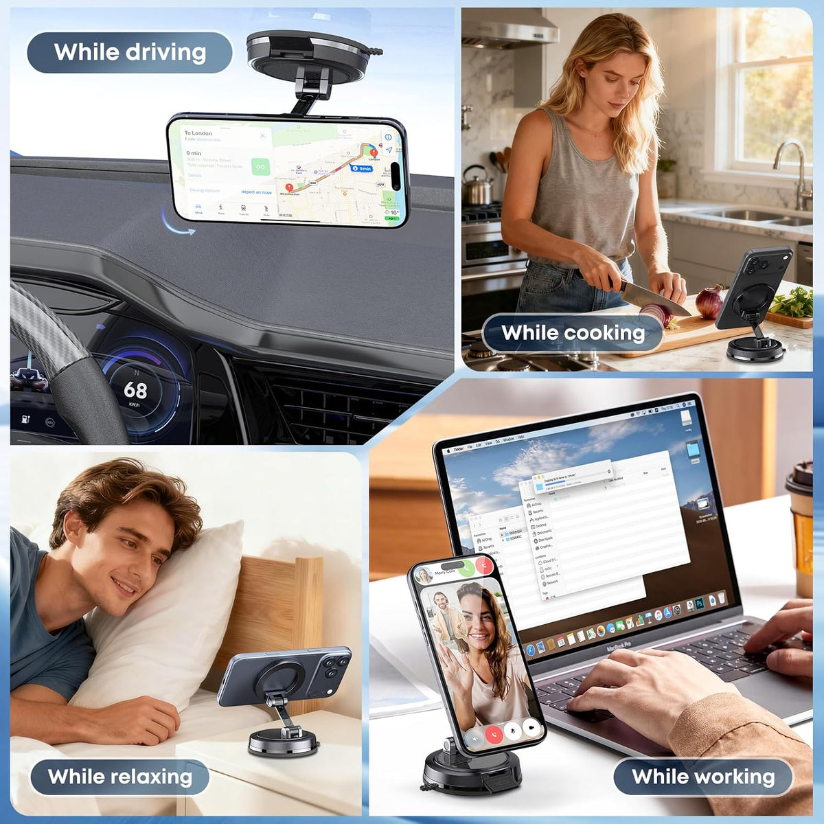 Magnet Phone Holder for Car & Desk, Strong Magnetic Phone Mount with Secure Lock, Universal 360° Rotatable Phone Stand for Dashboard, Glass, Table, Compatible with All Cell mysite
