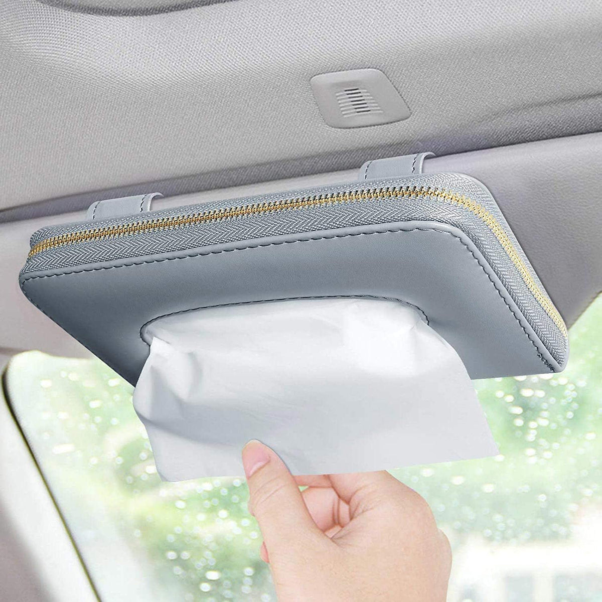 Car Visor Tissue Holder, Zipper Sun Visor Tissue Box for Car & Boat, Gray mysite