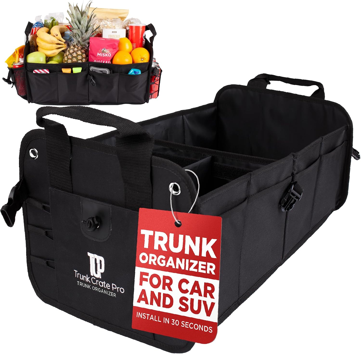 Car Trunk Organizer for SUV, Truck & Auto Cargo Storage, Black, XL | Fits Cars, SUVs & Trucks 6 Adjustable Compartments Non-Slip Base & Securing Straps Foldable 11 Pockets Car Accessories mysite
