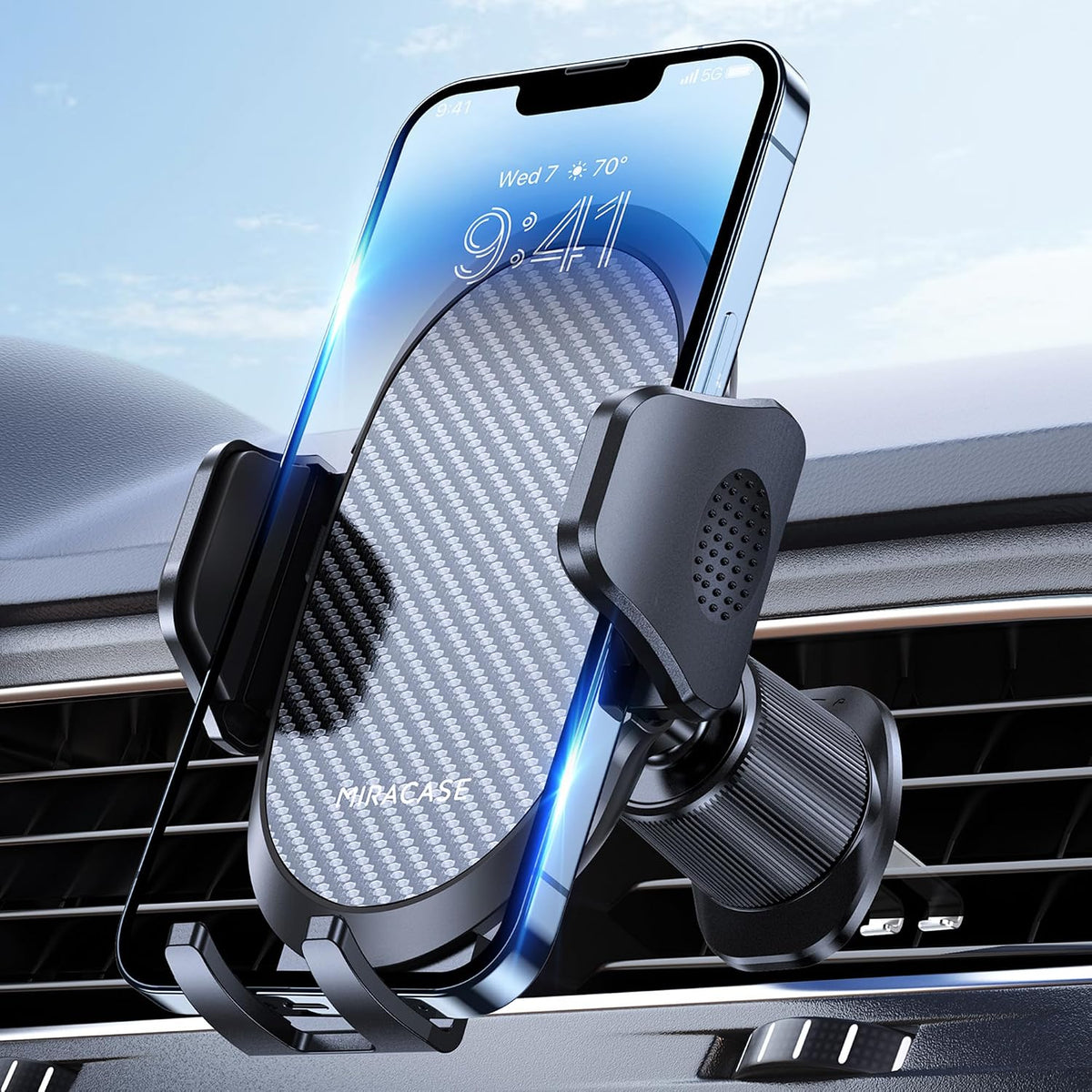 Miracase Phone Holders for Your Car with Metal Hook Clip, Air Vent Cell Phone Stand Car Mount, Universal Automobile Cradle for Garmin GPS Fit iPhone Android and All Smartphones, Dark Black mysite