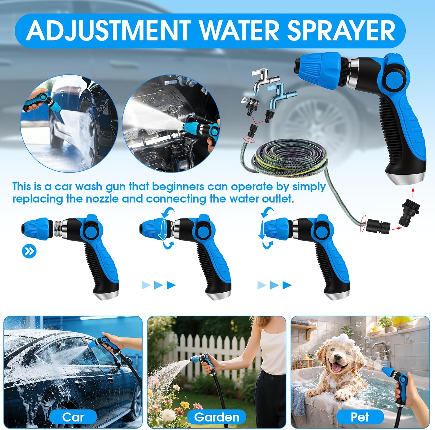 36Pcs Blue Car Wash Detailing Kit，Car Cleaning Set with Foam Gun Sprayer，Long-Handle Brush Mop，Large Collapsible Bucket，Complete Car Wash Supply Gift for Men and Women mysite