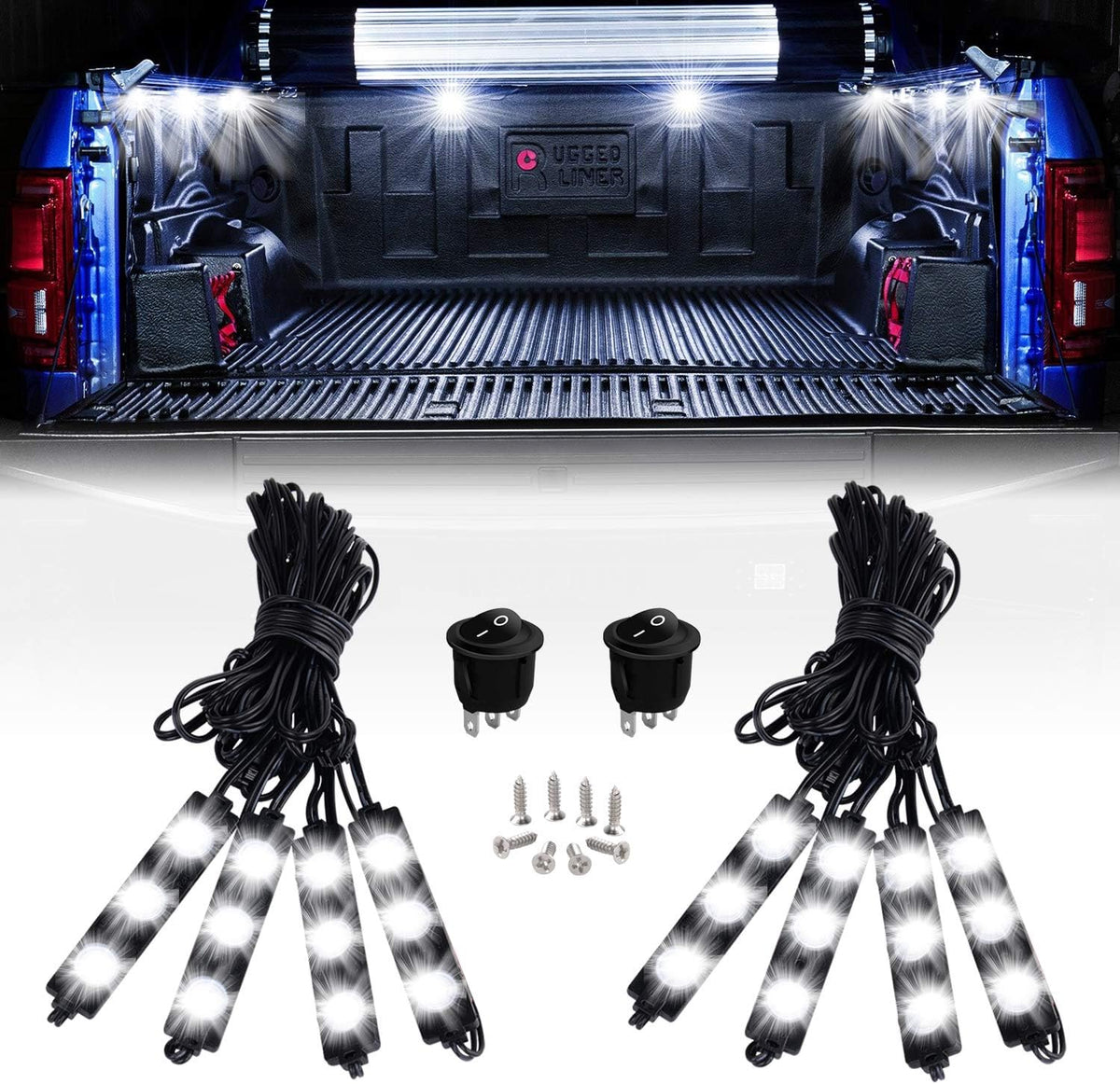 Nilight 8PCS Truck Pickup Bed Light Kit 24LED White | Rock for Van Off-Road Under Car Side Marker Foot Wells Rail Lights with Switch mysite