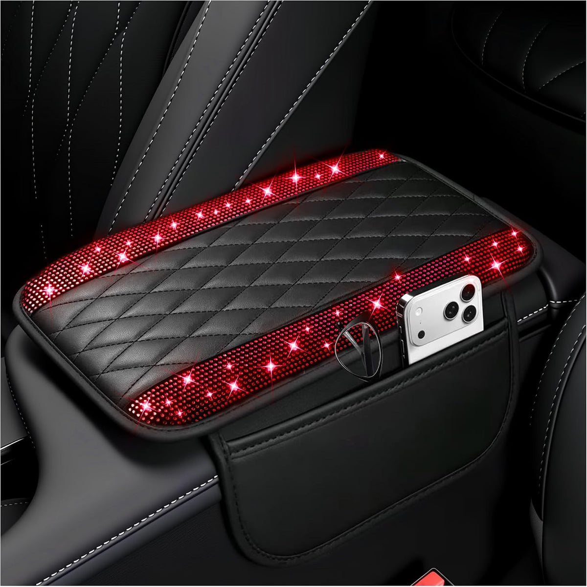 Stacool Upgraded Car Center Console Cover,Microfiber Leather Car Armrest Cover Cushion with 2 Storage Bags,Universal Car Armrest Storage Box (Black) mysite