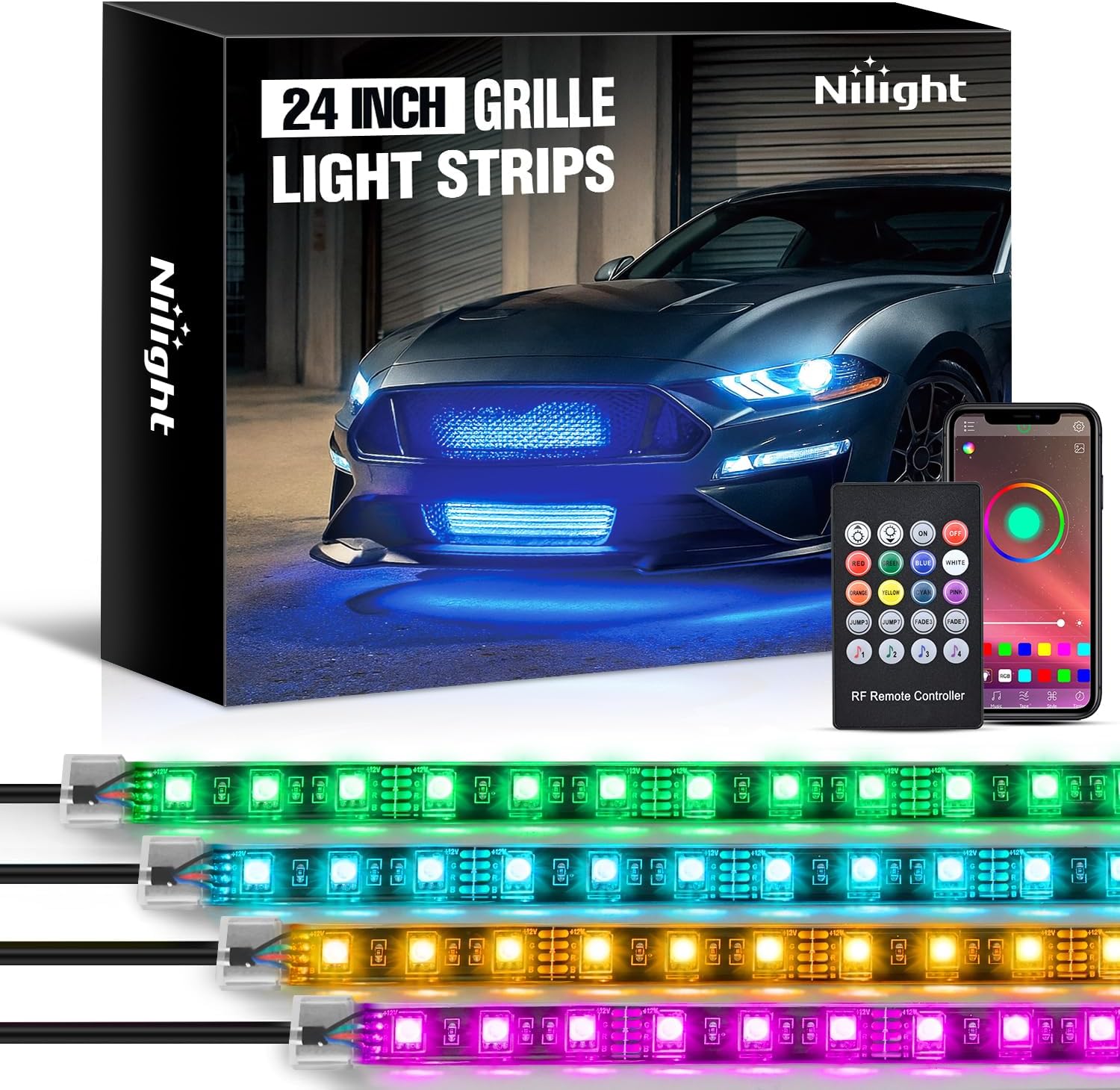 Nilight - TL-31 2PCS 60Inch RGB Truck Bed Light Strip Kit 180 LED RF Remote Control with On Off Switch Blade Fuse 2Way Splitter Extension Cable for Cargo Pickup Truck SUV RV Boat, 2 Years Warranty | 180 LED Cargo Light Strips with On/Off Switch, Fuse, Spl mysite