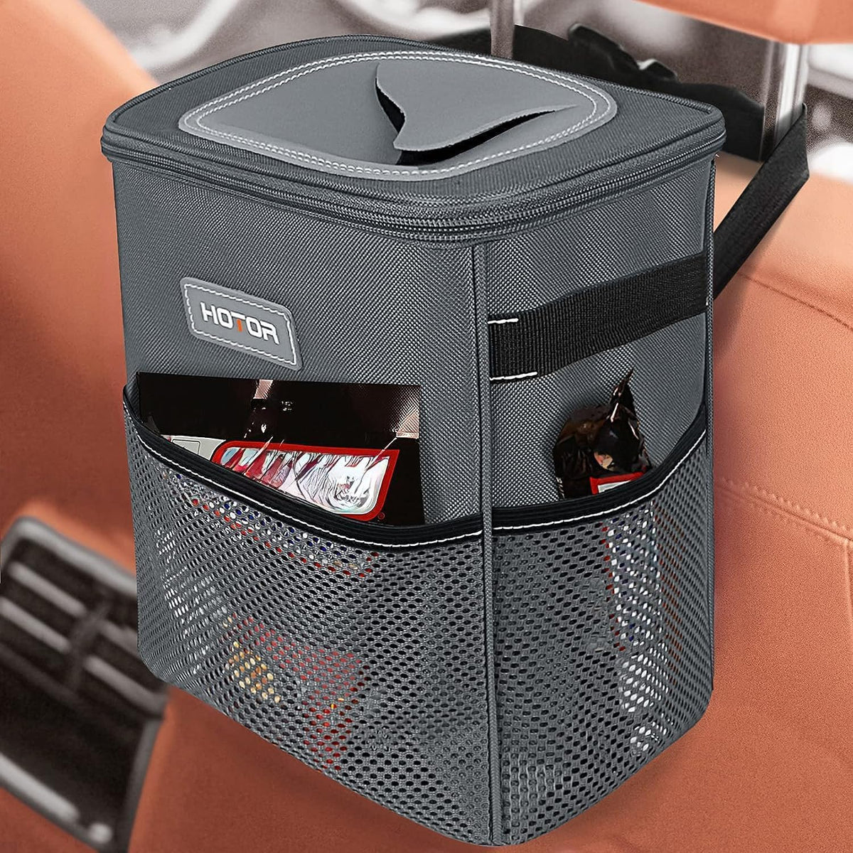HOTOR Car Trash Can, Leakproof Car Organizer, 2-Gallon, Black mysite