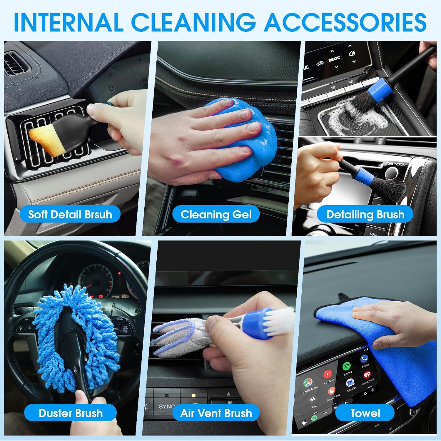 36Pcs Blue Car Wash Detailing Kit，Car Cleaning Set with Foam Gun Sprayer，Long-Handle Brush Mop，Large Collapsible Bucket，Complete Car Wash Supply Gift for Men and Women mysite