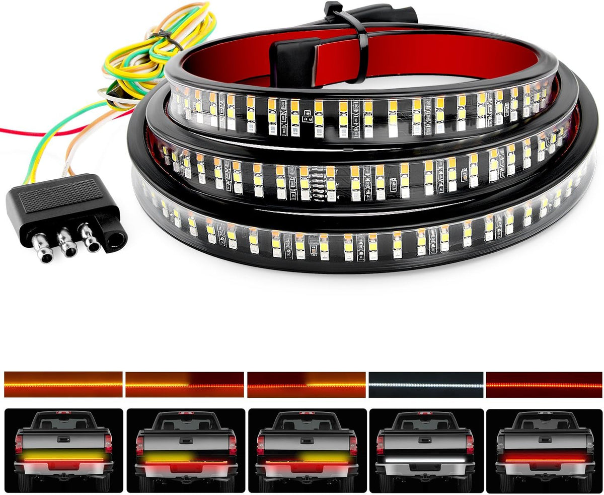 Nilight 60 Inch Truck Tailgate Light Bar 108 LED Single Row | LED Tailgate Light Strip with Running Brake Turn Signal and White Reverse Lights for Pickup Trucks mysite