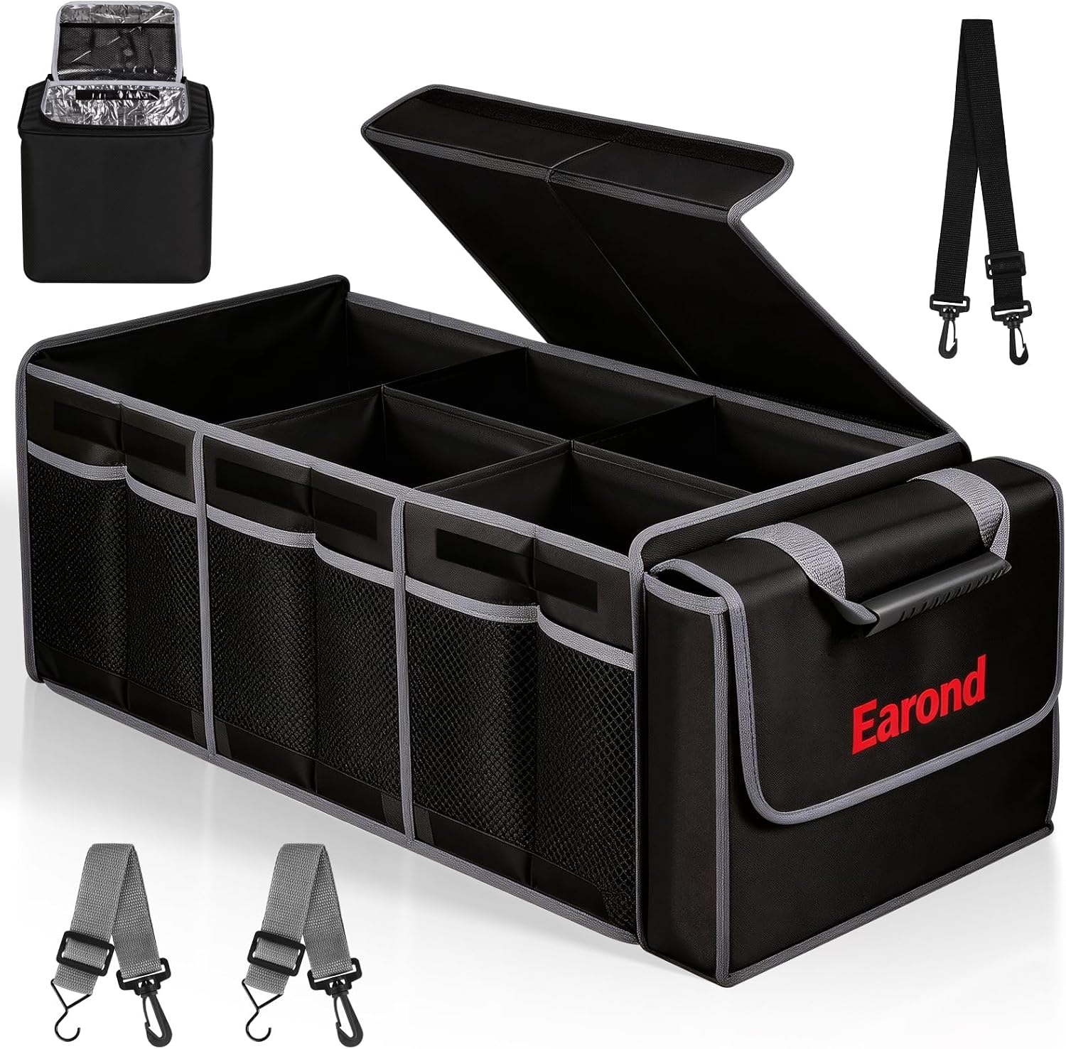Large Trunk Organizer with Portable Leakproof Cooler Bag,Foldable Cover,Adjustable Securing Straps,Collapsible Trunk Organizer for Suv Car Truck Sedan (4-in-1 with Cooler) mysite