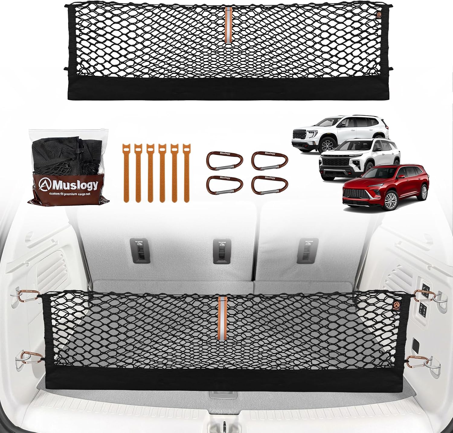 Truck Bed Cargo Net Trunk Netting Compatible with 2013-2026 Chevy Silverado & GMC Sierra 1500/2500HD/3500HD Accessories, Pickup Cargo Organizer SUV Sedan Storage Net w/Heavy Duty Carabiners mysite
