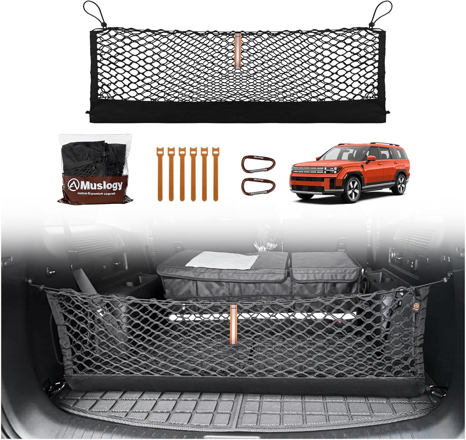 Truck Bed Cargo Net Trunk Netting Compatible with 2013-2026 Chevy Silverado & GMC Sierra 1500/2500HD/3500HD Accessories, Pickup Cargo Organizer SUV Sedan Storage Net w/Heavy Duty Carabiners mysite