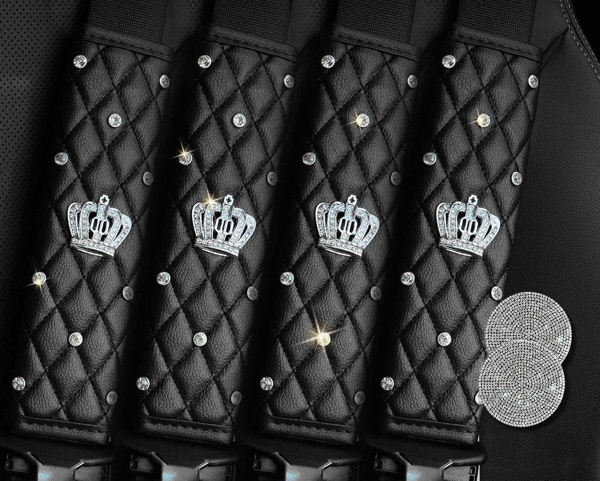 2PCS Bling Car Seatbelt Strap Covers for Women Girls - Crystal Rhinestone Velvet Shoulder Pad Protector - Diamond Shine Safety Shoulder Pad, Car Decor Interior Accessories mysite
