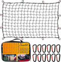 Suu66 Heavy Duty Cargo Net for Pickup Truck Bed - 5' x 7' Stretches to 15' x 21' - Sturdy Latex Bungee Net Mesh - with 12 Metal Carabiners - Truck Bed Accessories for Dodge RAM, Ford, Chevy, Toyota mysite