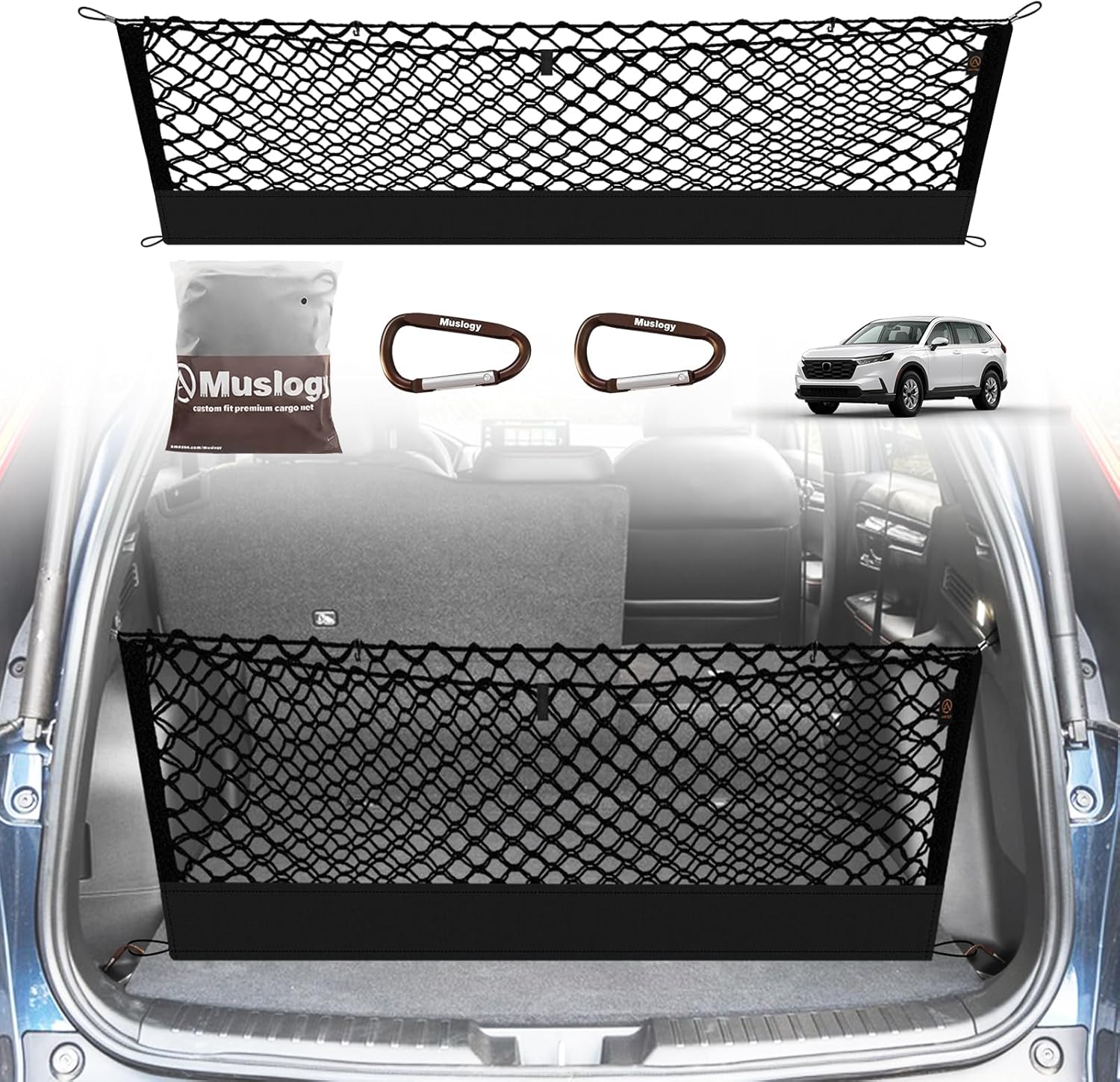 Truck Bed Cargo Net Trunk Netting Compatible with 2013-2026 Chevy Silverado & GMC Sierra 1500/2500HD/3500HD Accessories, Pickup Cargo Organizer SUV Sedan Storage Net w/Heavy Duty Carabiners mysite