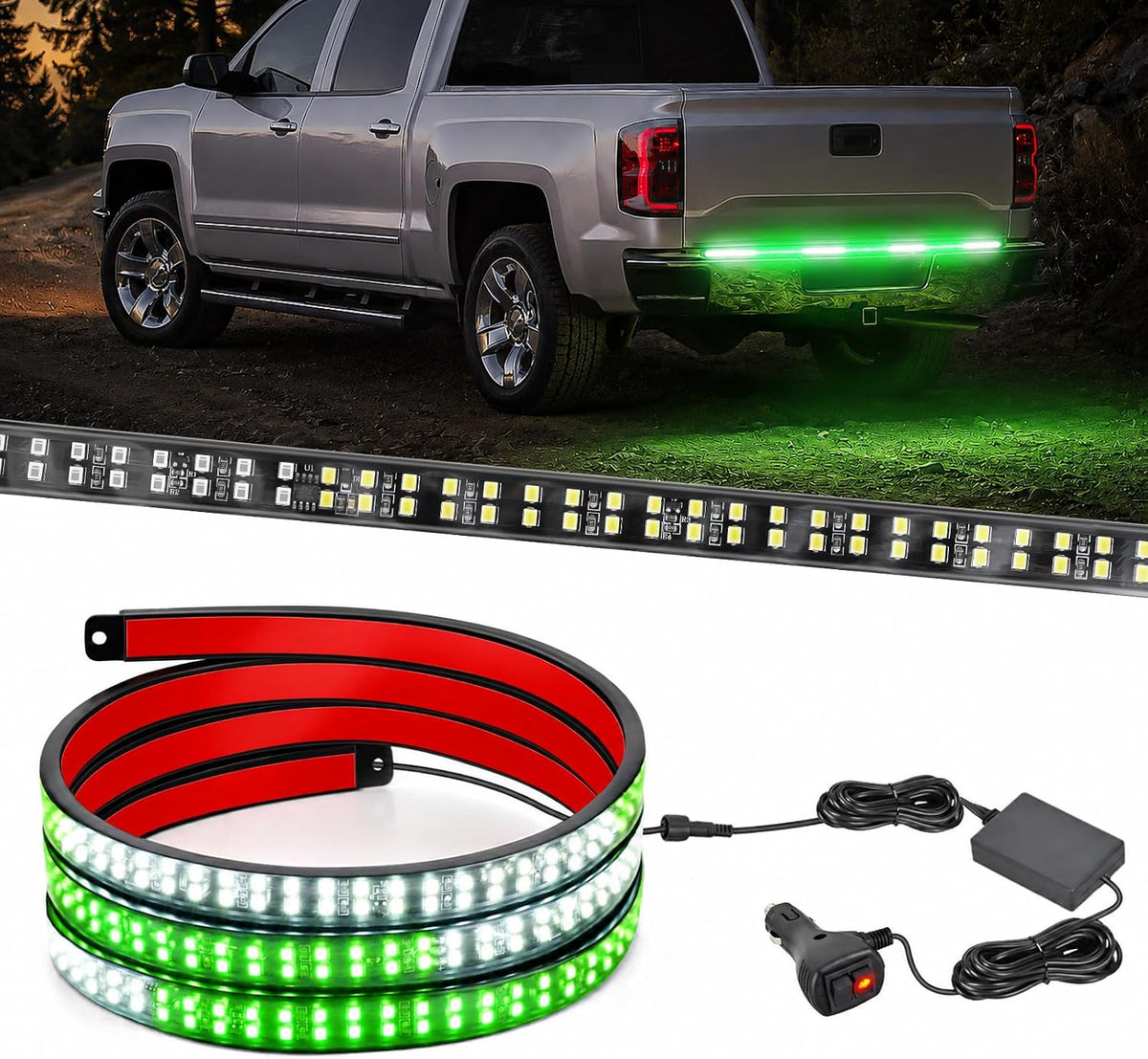 Nilight 60 Inch Truck Tailgate Light Bar 108 LED Single Row | LED Tailgate Light Strip with Running Brake Turn Signal and White Reverse Lights for Pickup Trucks mysite