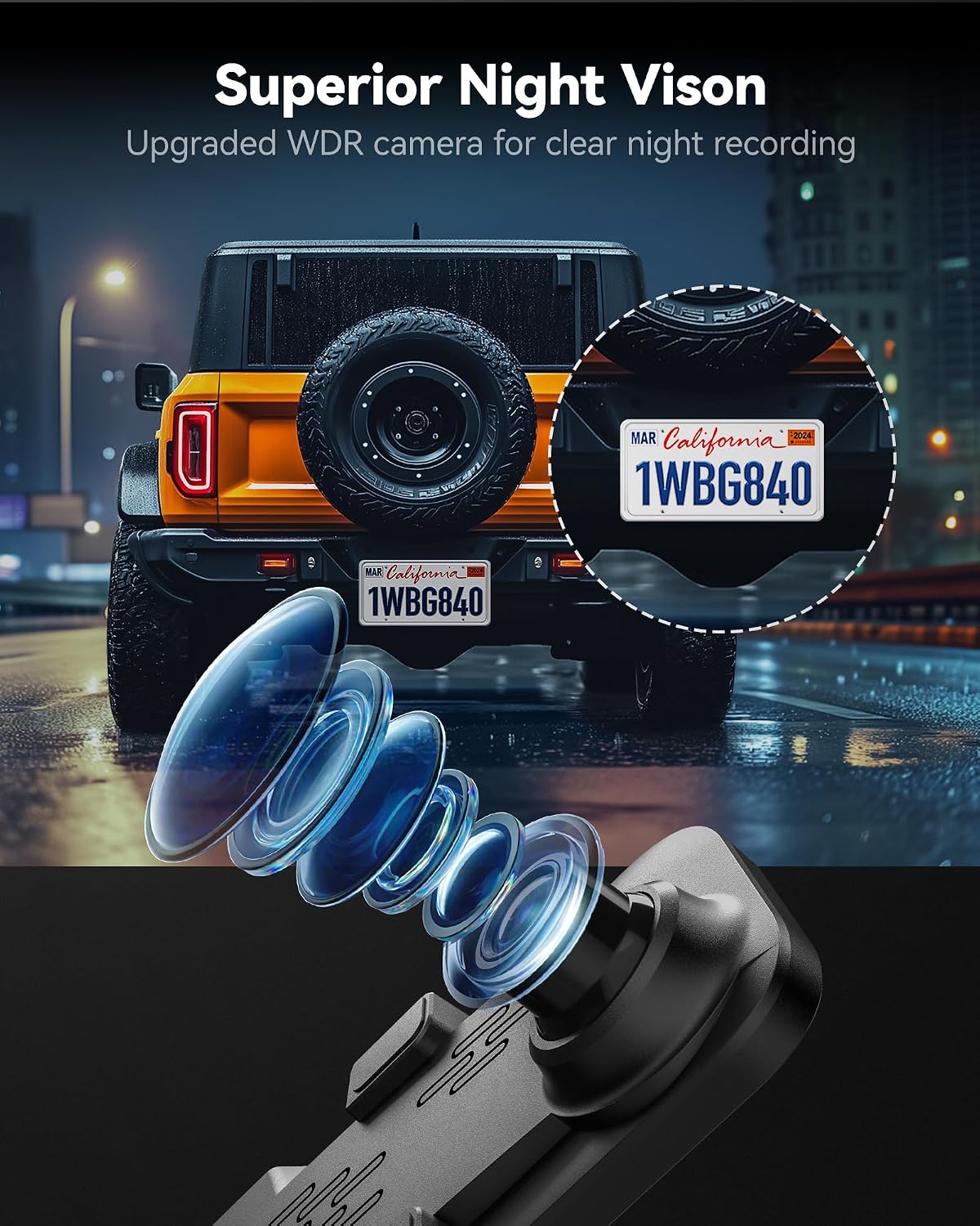 WOLFBOX G840S 12" 4K Mirror Dash Cam Backup Camera with 32GB Card and GPS mysite
