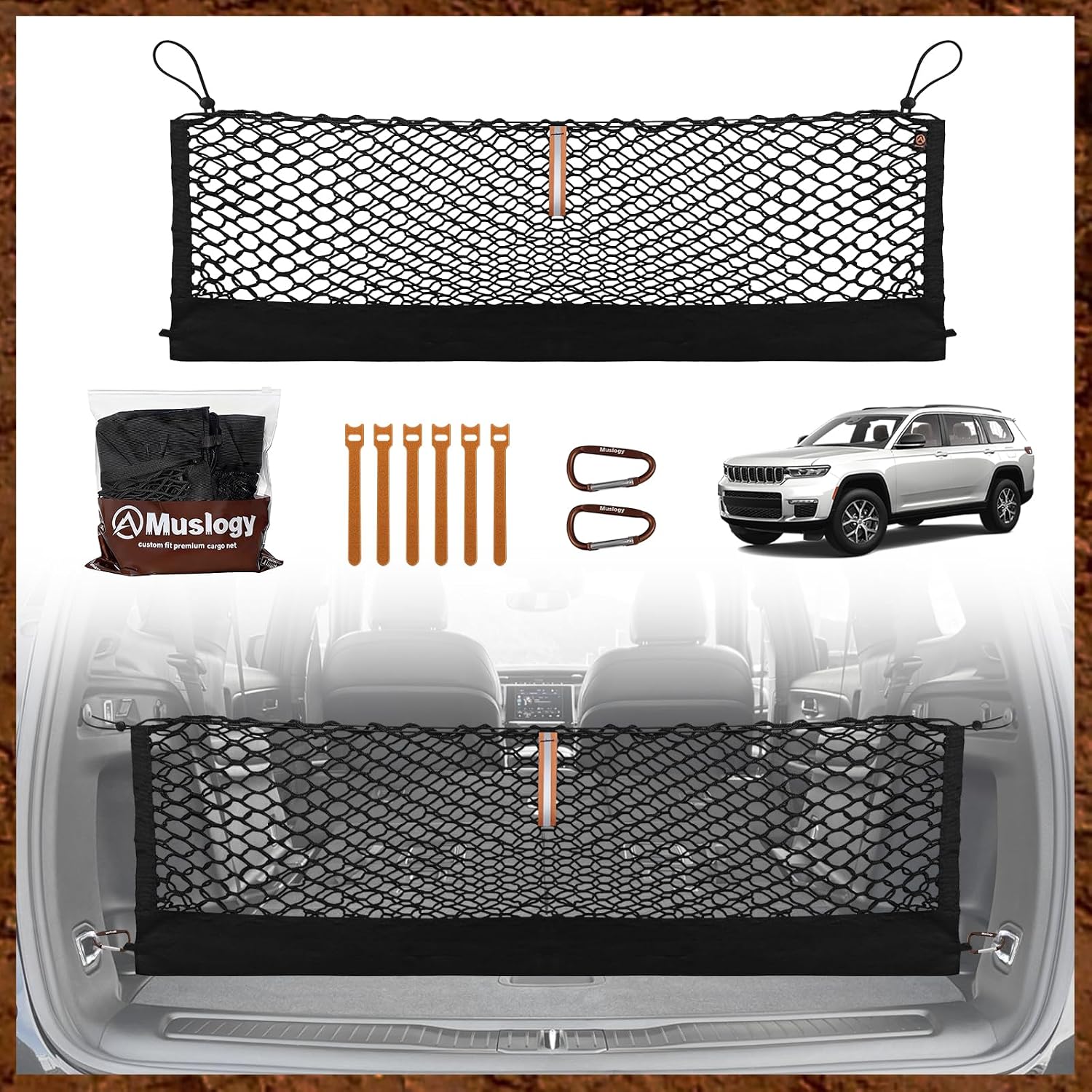 Truck Bed Cargo Net Trunk Netting Compatible with 2013-2026 Chevy Silverado & GMC Sierra 1500/2500HD/3500HD Accessories, Pickup Cargo Organizer SUV Sedan Storage Net w/Heavy Duty Carabiners mysite