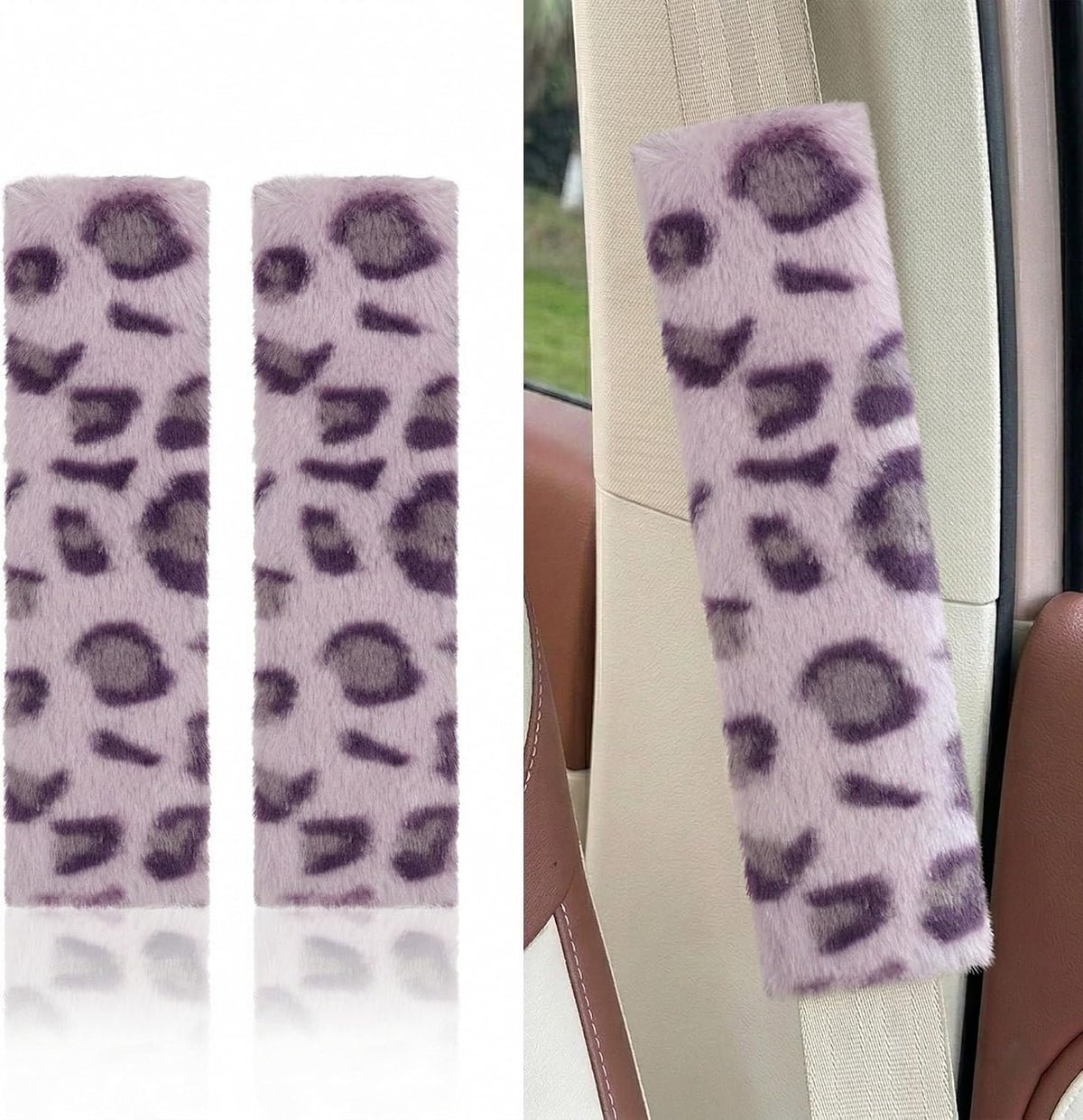 Leopard Print Seat Belt Cover Pad 2 PCS Cute Shoulder Pads mysite