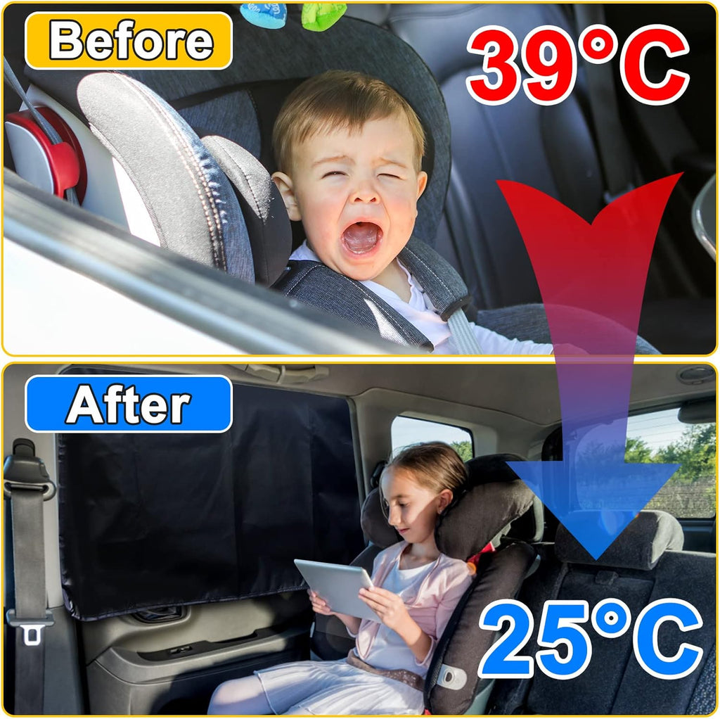 Magnetic Car Side Window Sun Shades for Baby, 2 PCS, 31.5 x 20 in | 10 M40 Magnets, UPF50+, Block Heats and UV Rays mysite