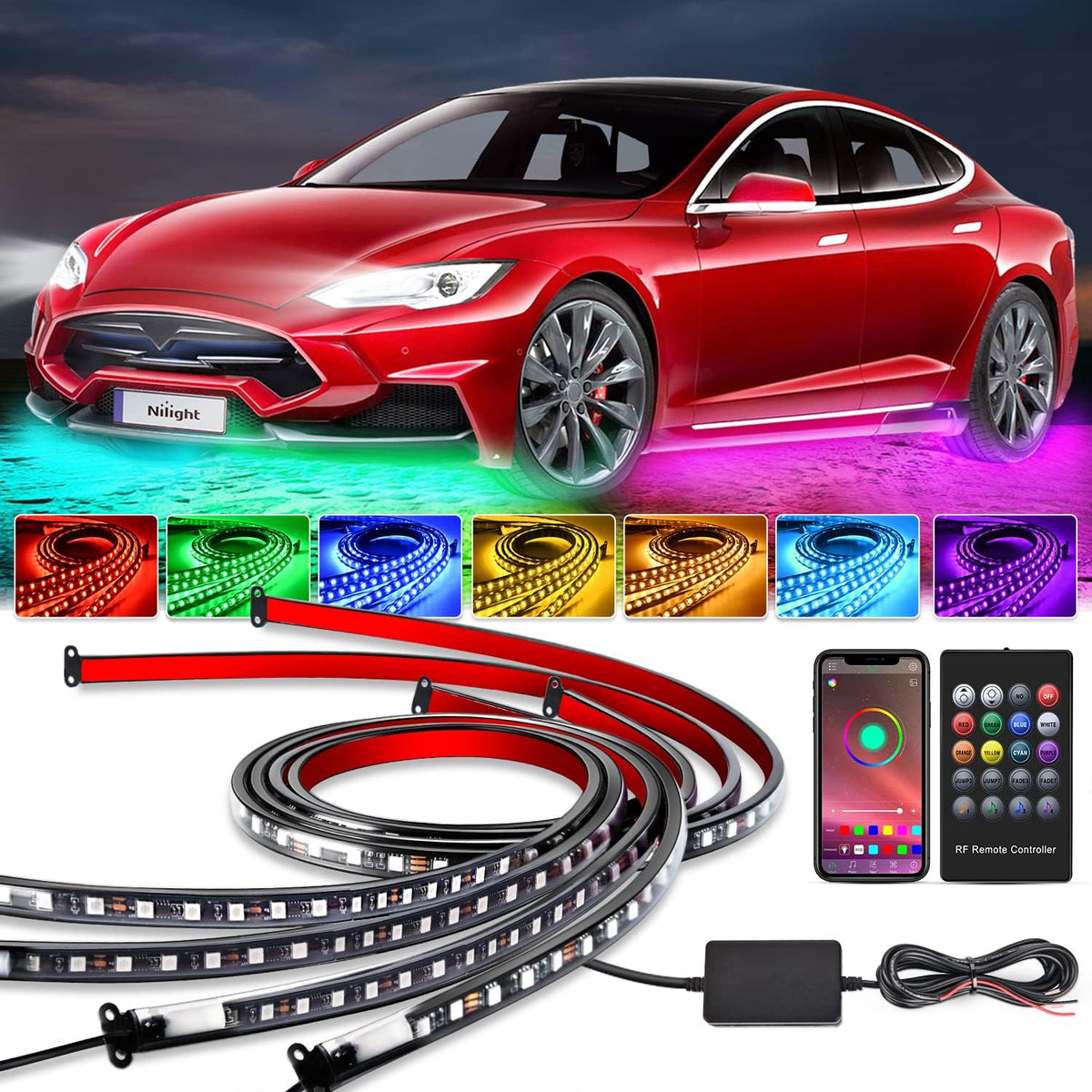 Nilight - TL-31 2PCS 60Inch RGB Truck Bed Light Strip Kit 180 LED RF Remote Control with On Off Switch Blade Fuse 2Way Splitter Extension Cable for Cargo Pickup Truck SUV RV Boat, 2 Years Warranty | 180 LED Cargo Light Strips with On/Off Switch, Fuse, Spl mysite