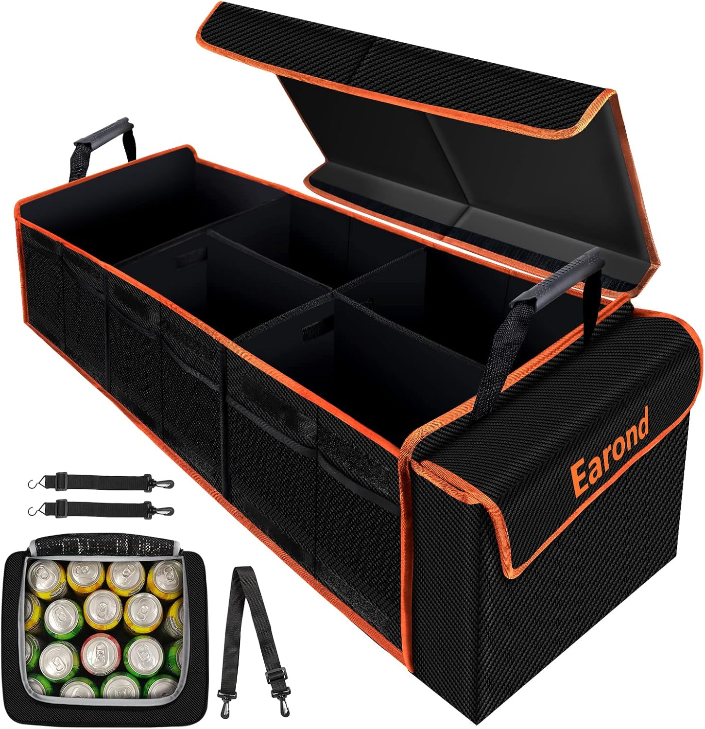 Large Trunk Organizer with Portable Leakproof Cooler Bag,Foldable Cover,Adjustable Securing Straps,Collapsible Trunk Organizer for Suv Car Truck Sedan (4-in-1 with Cooler) mysite