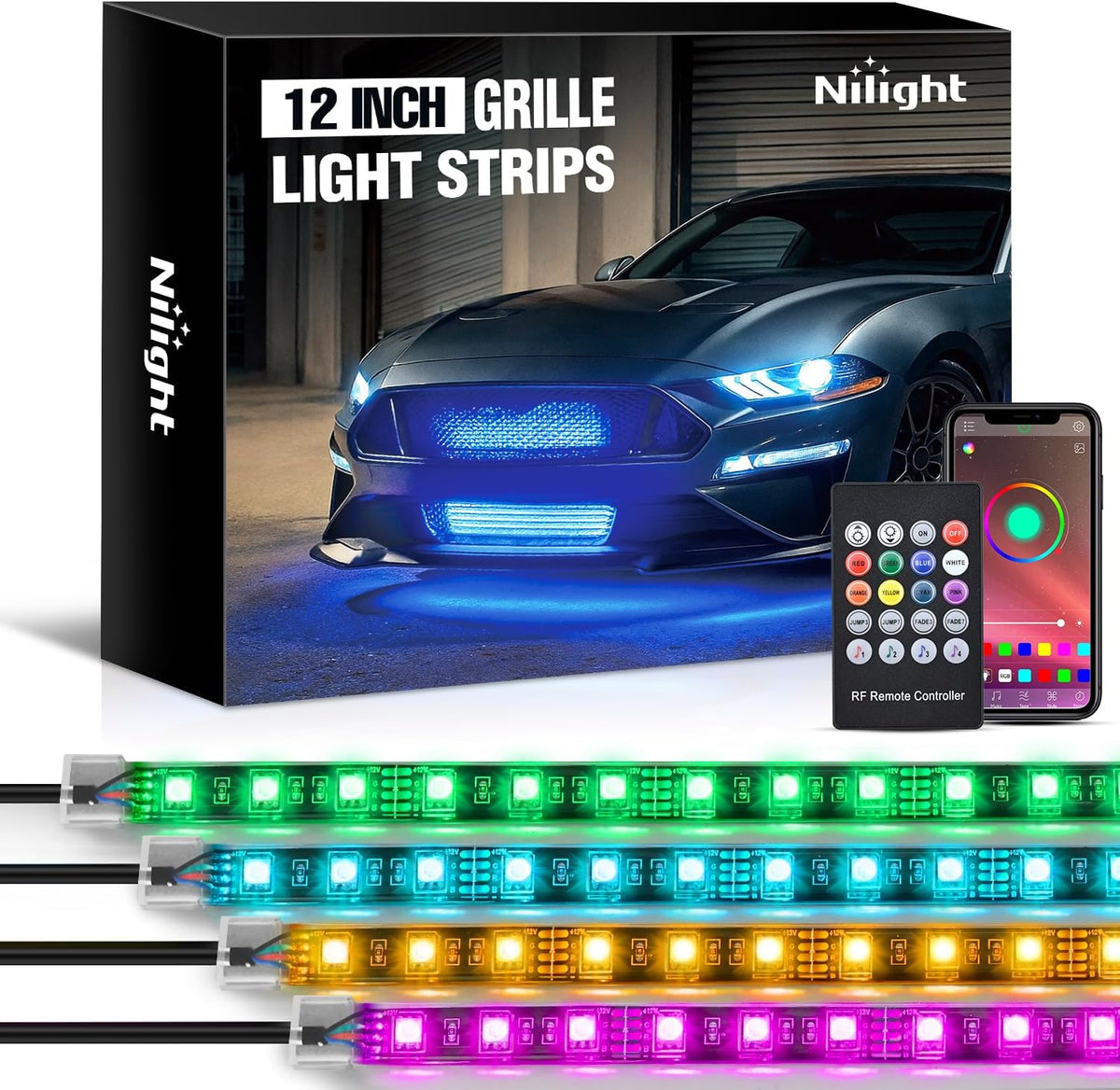 Nilight - TL-31 2PCS 60Inch RGB Truck Bed Light Strip Kit 180 LED RF Remote Control with On Off Switch Blade Fuse 2Way Splitter Extension Cable for Cargo Pickup Truck SUV RV Boat, 2 Years Warranty | 180 LED Cargo Light Strips with On/Off Switch, Fuse, Spl mysite
