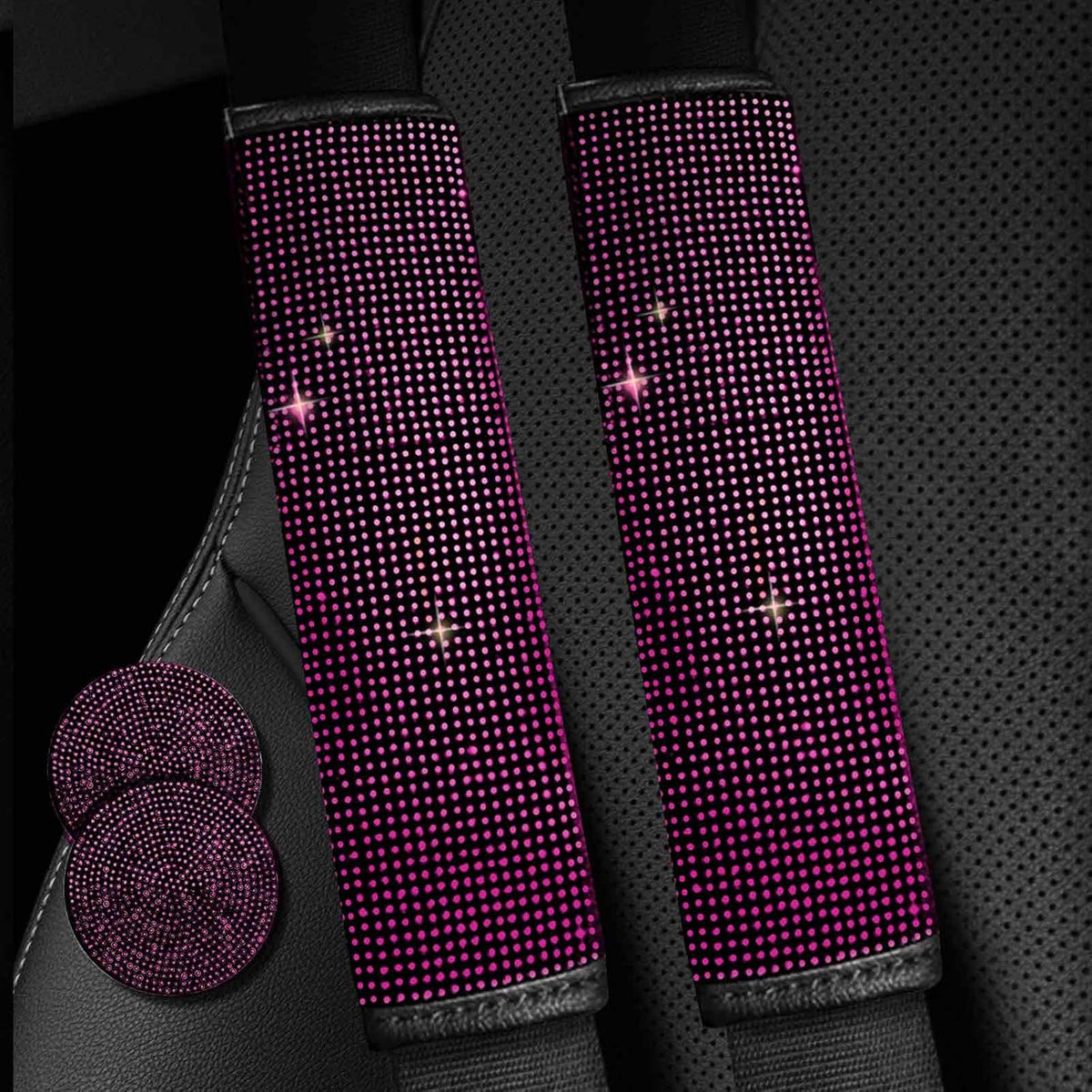 2PCS Bling Car Seatbelt Strap Covers for Women Girls - Crystal Rhinestone Velvet Shoulder Pad Protector - Diamond Shine Safety Shoulder Pad, Car Decor Interior Accessories mysite