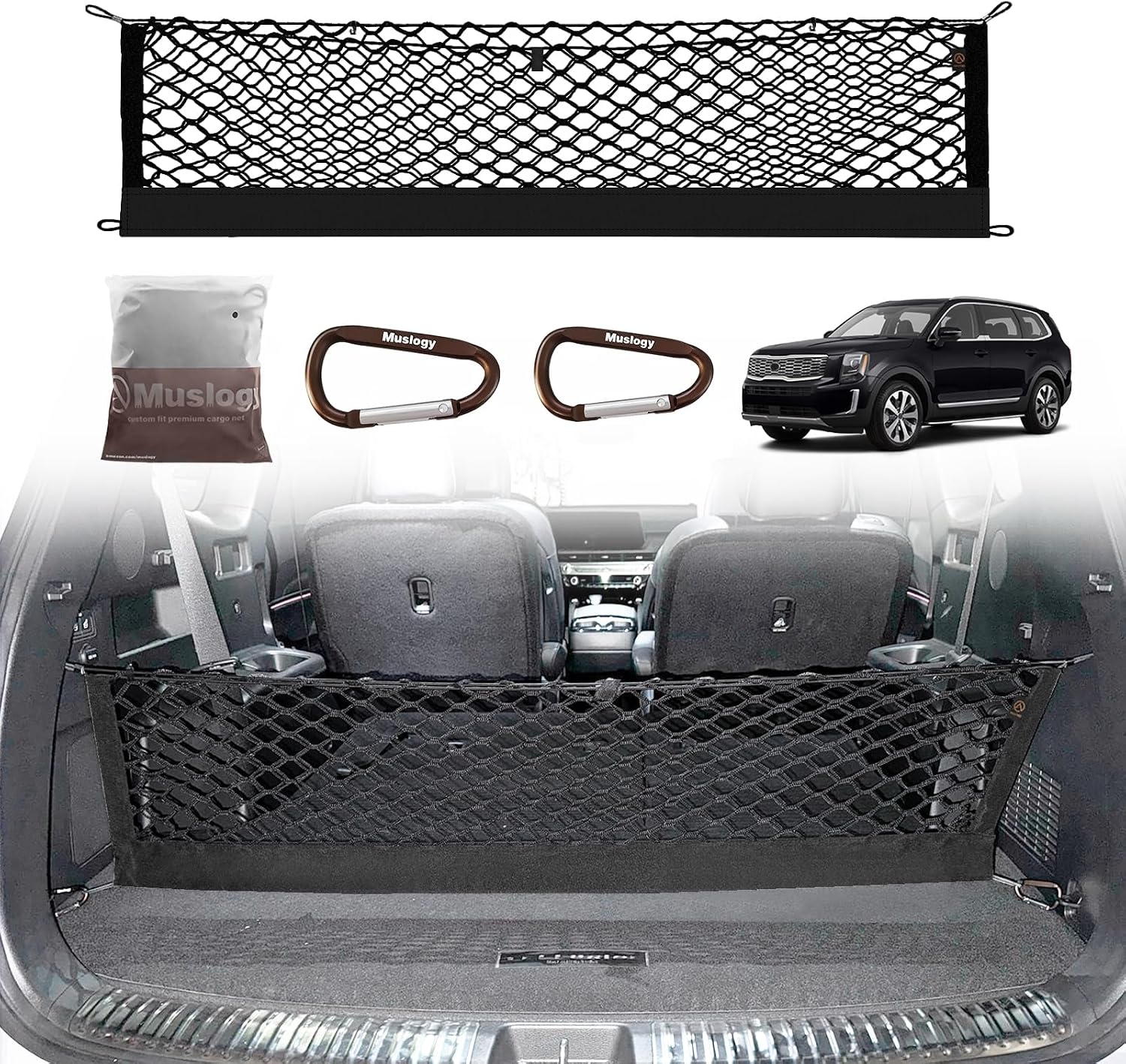 Truck Bed Cargo Net Trunk Netting Compatible with 2013-2026 Chevy Silverado & GMC Sierra 1500/2500HD/3500HD Accessories, Pickup Cargo Organizer SUV Sedan Storage Net w/Heavy Duty Carabiners mysite