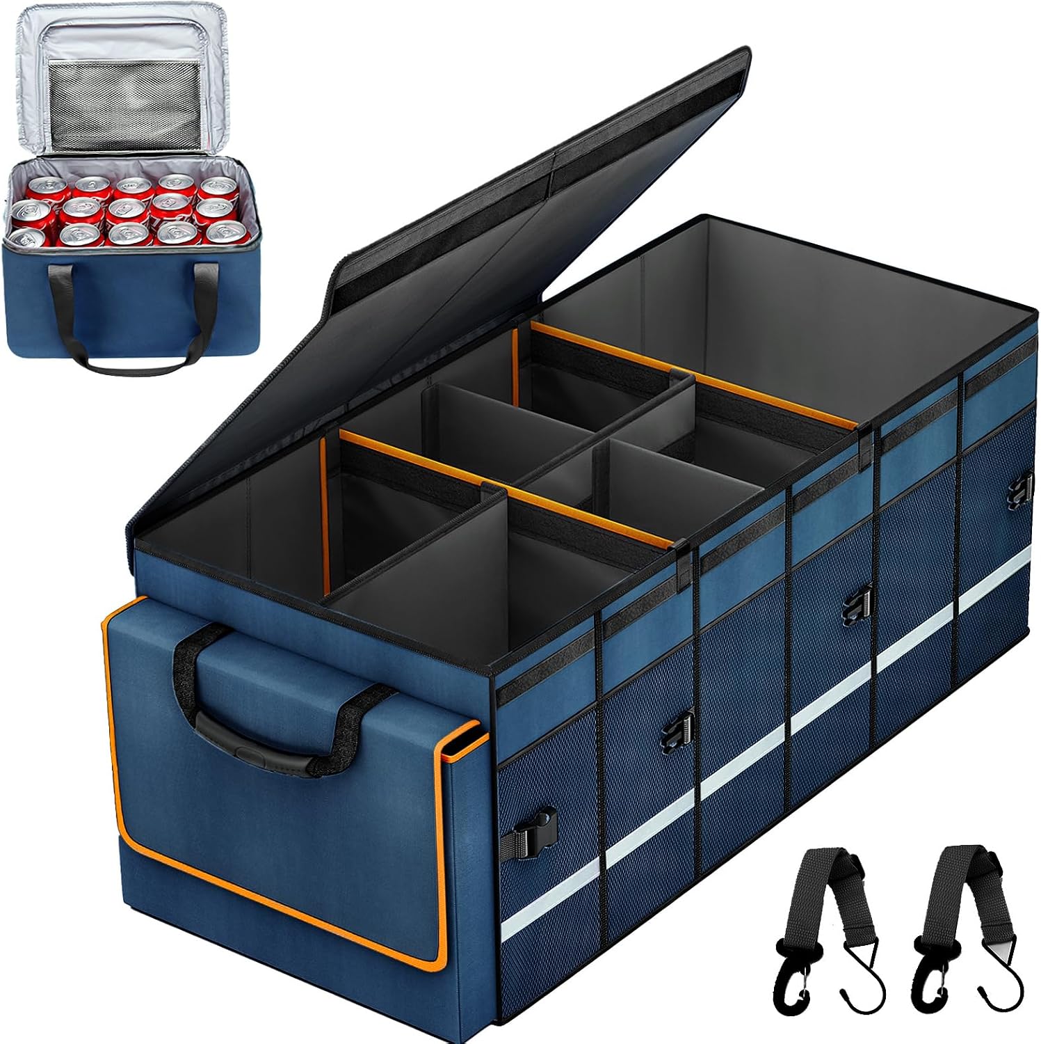 Car Trunk Organizer and Storage with Lid & Removable Leakproof Cooler Bag, Car Accessories 6 Removable Dividers for Custom Space, Collapsible Large Trunk Organizers Interior for SUV Sendan with Cover | Collapsible Trunk Organizers with Lid & Removable Coo mysite