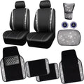 CAR PASS Rhinestone Bling Diamond Car Seat Covers Leather Shining Car Floor Mats Carpet Waterproof Anti-Slip Nibs Car Accessories Interior Sets for Women Silver Glitter White Sparkly Crystal mysite