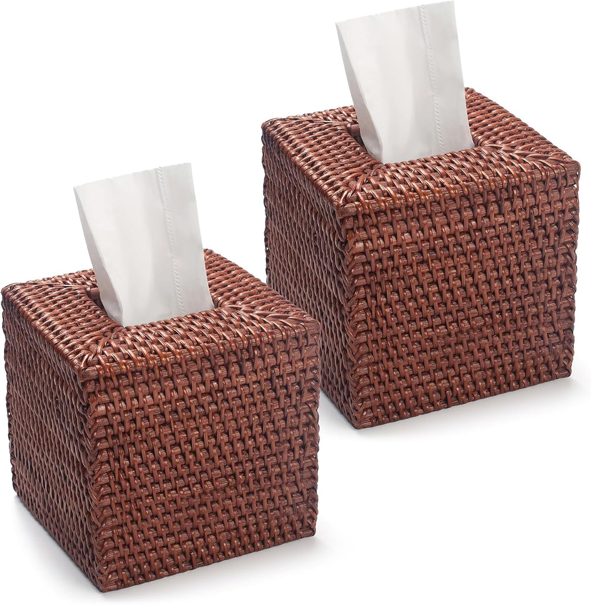 Rattan Tissue Box Cover Square, Hand Woven Wicker Tissue Holder, 5.5 x 5.5 X 5.7 inch, Natural mysite