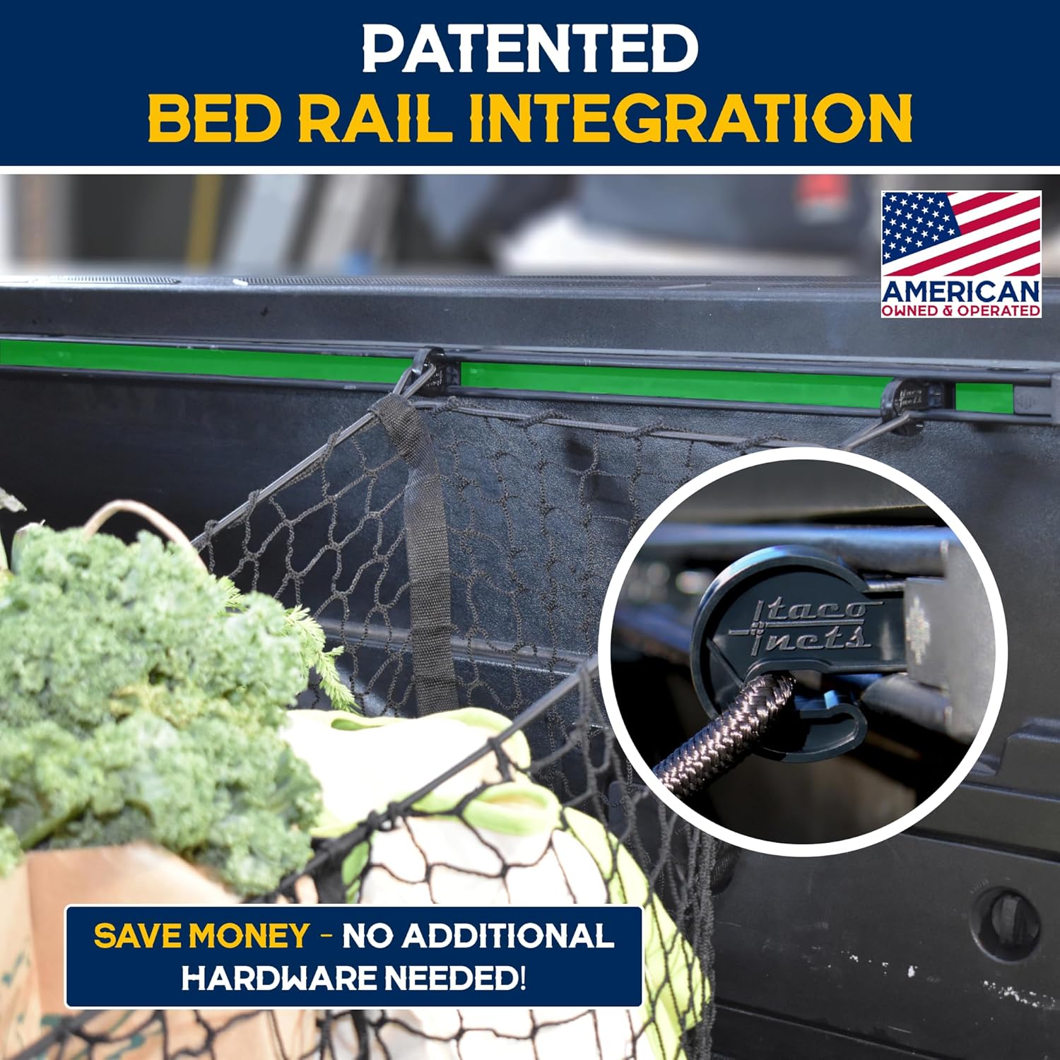 Three Pocket Cargo Net for 2005-2026 Toyota Tacoma - Patented Design - Premium Truck Bed Organizers & Storage - Grocery Holder - Designed in USA mysite