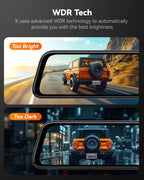 WOLFBOX G840S 12" 4K Mirror Dash Cam Backup Camera with 32GB Card and GPS mysite