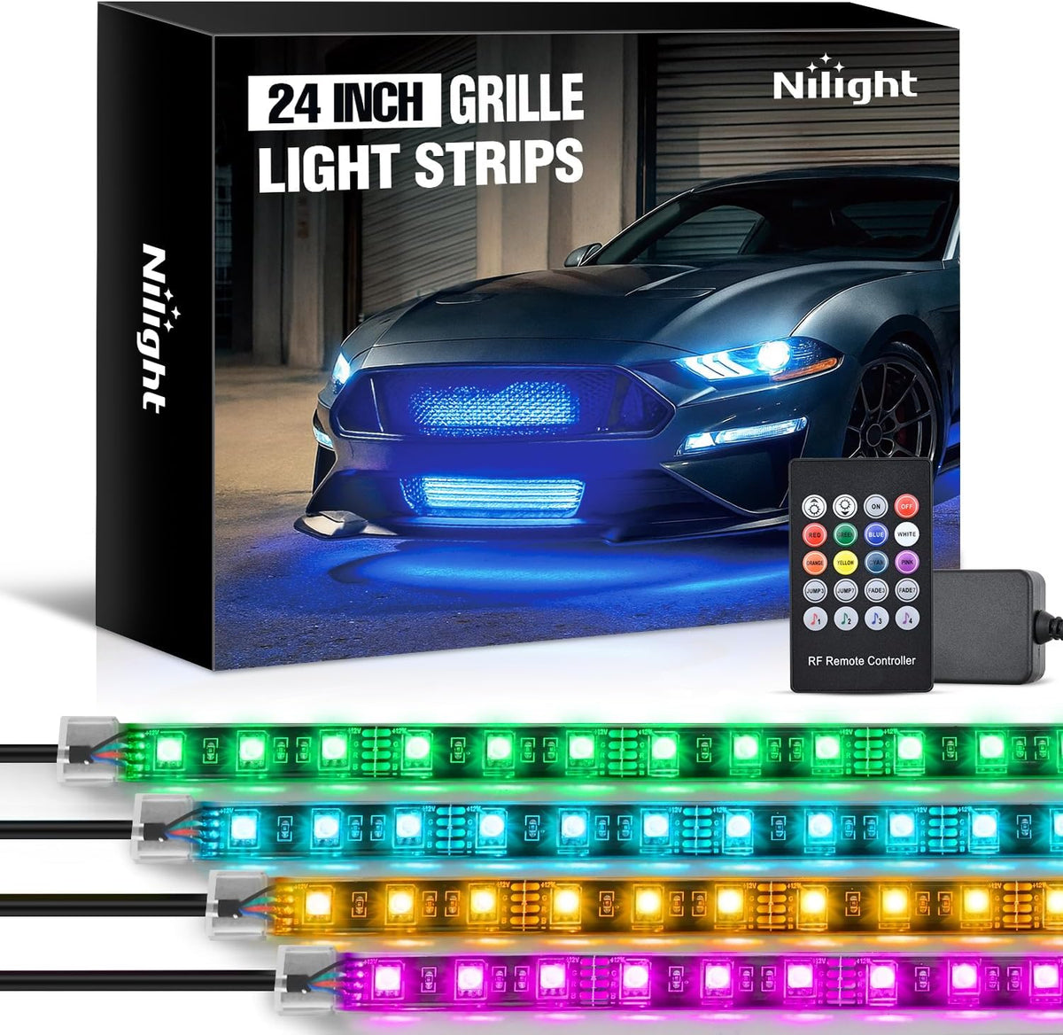 Nilight - TL-31 2PCS 60Inch RGB Truck Bed Light Strip Kit 180 LED RF Remote Control with On Off Switch Blade Fuse 2Way Splitter Extension Cable for Cargo Pickup Truck SUV RV Boat, 2 Years Warranty | 180 LED Cargo Light Strips with On/Off Switch, Fuse, Spl mysite