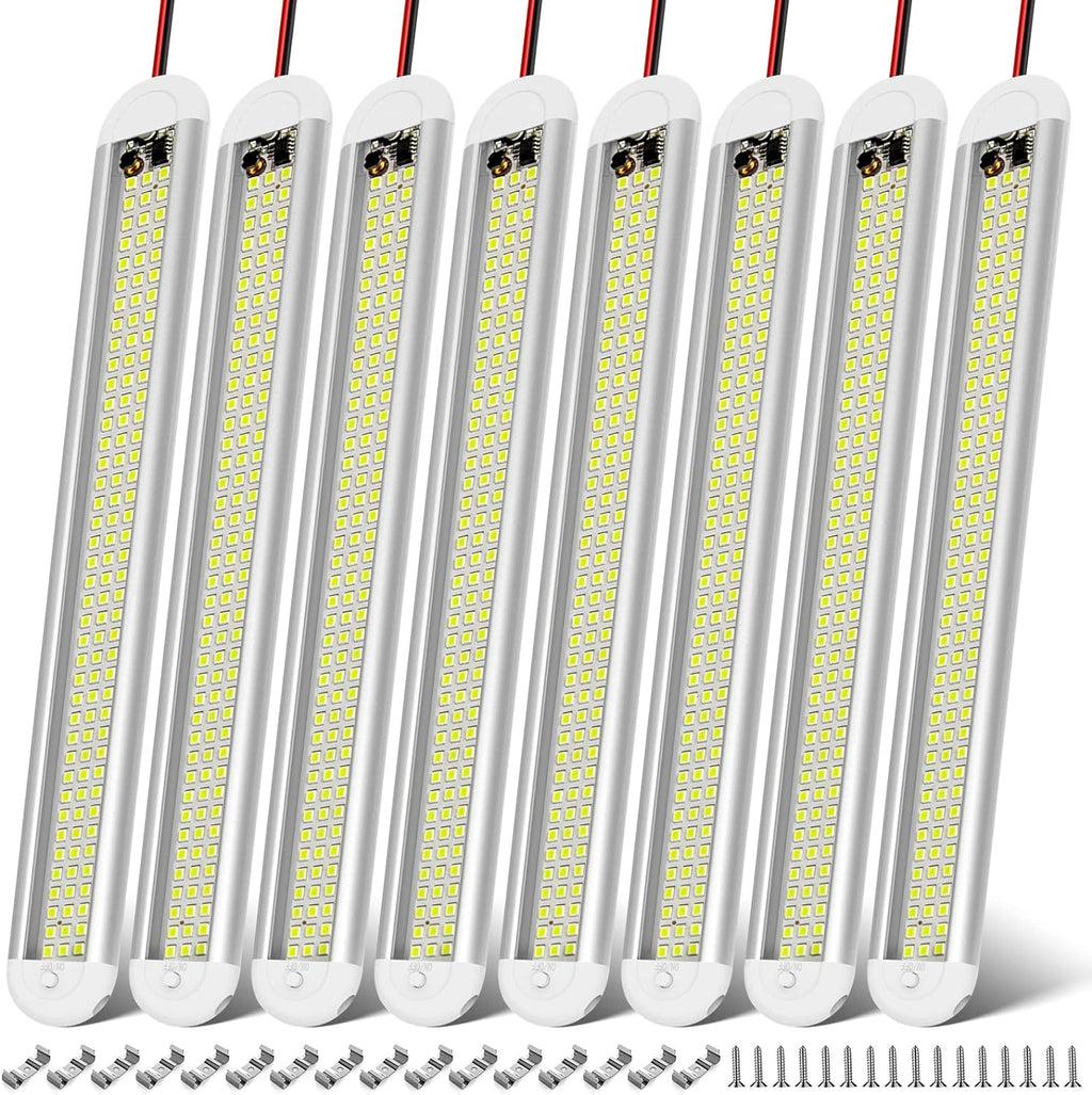 CT CAPETRONIX 12v LED Interior Light Bar, 120LEDs 1500LM 8W DC 12 Volt led Strip Lights with ON/Off Switch, for Enclosed Cargo Trailer, Car RV Van Truck Lorry Camper Boat Caravan Motorhome (8Pack) mysite