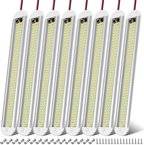 CT CAPETRONIX 12v LED Interior Light Bar, 120LEDs 1500LM 8W DC 12 Volt led Strip Lights with ON/Off Switch, for Enclosed Cargo Trailer, Car RV Van Truck Lorry Camper Boat Caravan Motorhome (8Pack) mysite