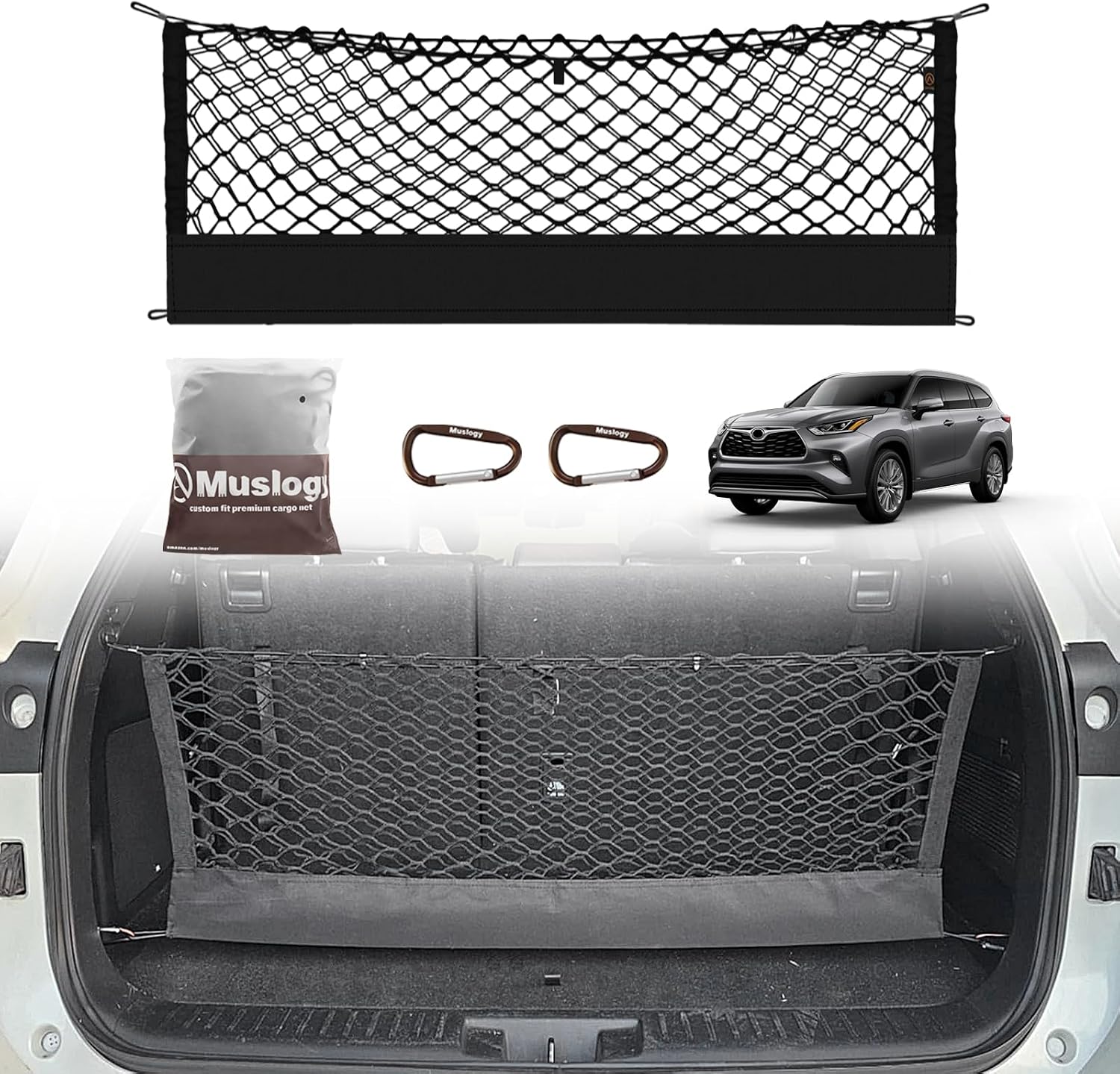 Truck Bed Cargo Net Trunk Netting Compatible with 2013-2026 Chevy Silverado & GMC Sierra 1500/2500HD/3500HD Accessories, Pickup Cargo Organizer SUV Sedan Storage Net w/Heavy Duty Carabiners mysite