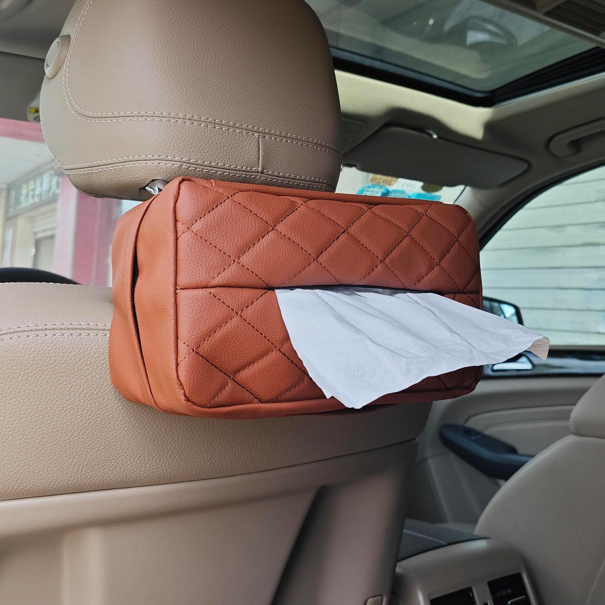 Car Tissue Holder for 120 Standard Tissue,Leather PU Tissues Box Cover for Car Backseat,Extra Large Rectangle Napkin Holder Soft Rectangular,Fits for Kleenex tissues,for Storage& Organization (Black) mysite