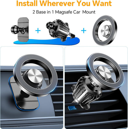 Magnetic Phone Holder for Car with Magsafe Compatibility for iPhone 17 16 15 14 Strong Magnetic Hold 360° Rotation Safe Driving View Car Accessories