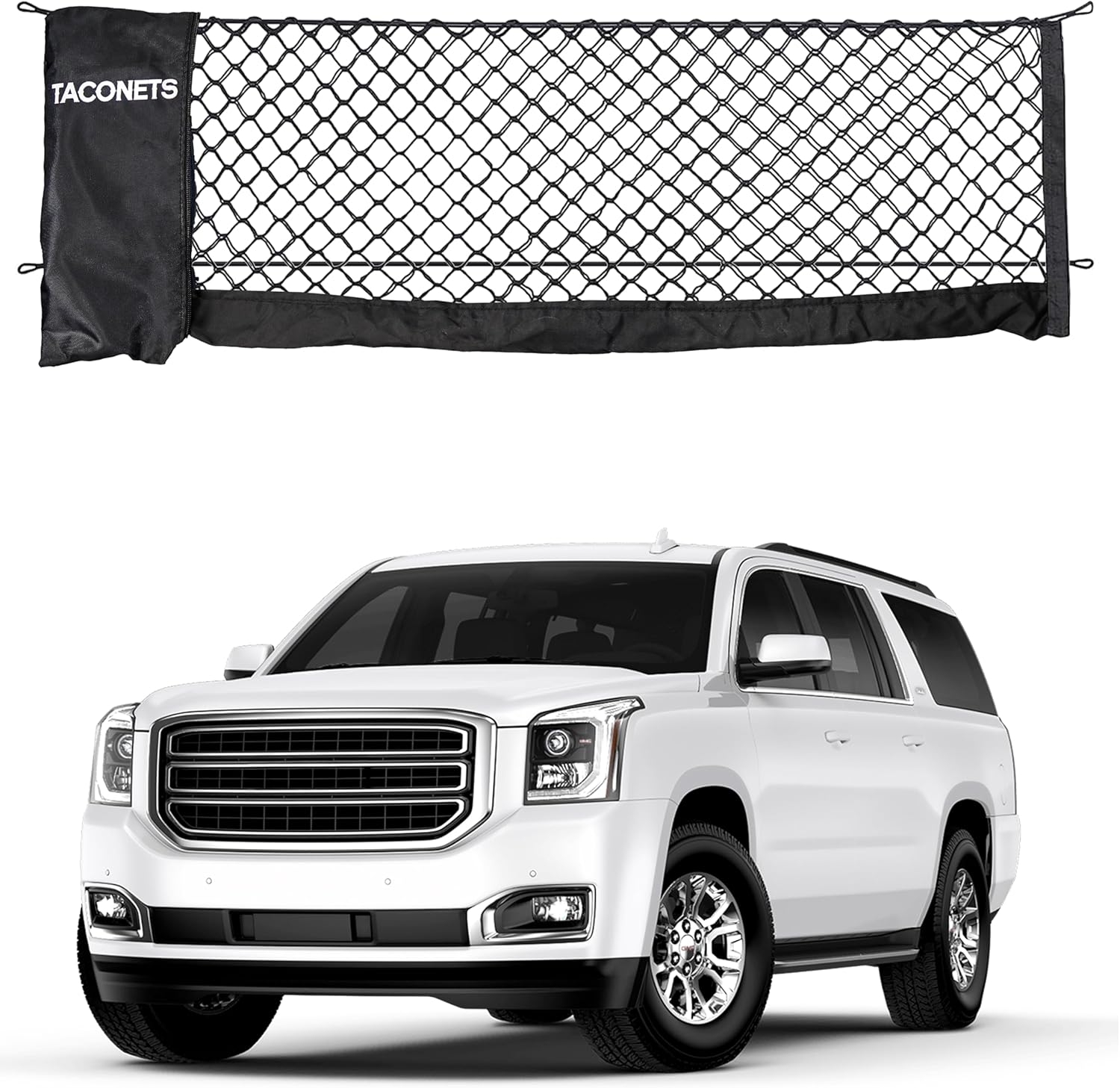 Envelope Cargo Net for GMC Sierra & Chevy Silverado - Fits 2013-Current - Upgraded 5mm Bungee - Integrated Storage Bag - Heavy Duty Carabiners - Designed in USA | Upgraded 5mm bungee, integrated storage bag, heavy-duty carabiners. Designed in USA. Fits 20 mysite